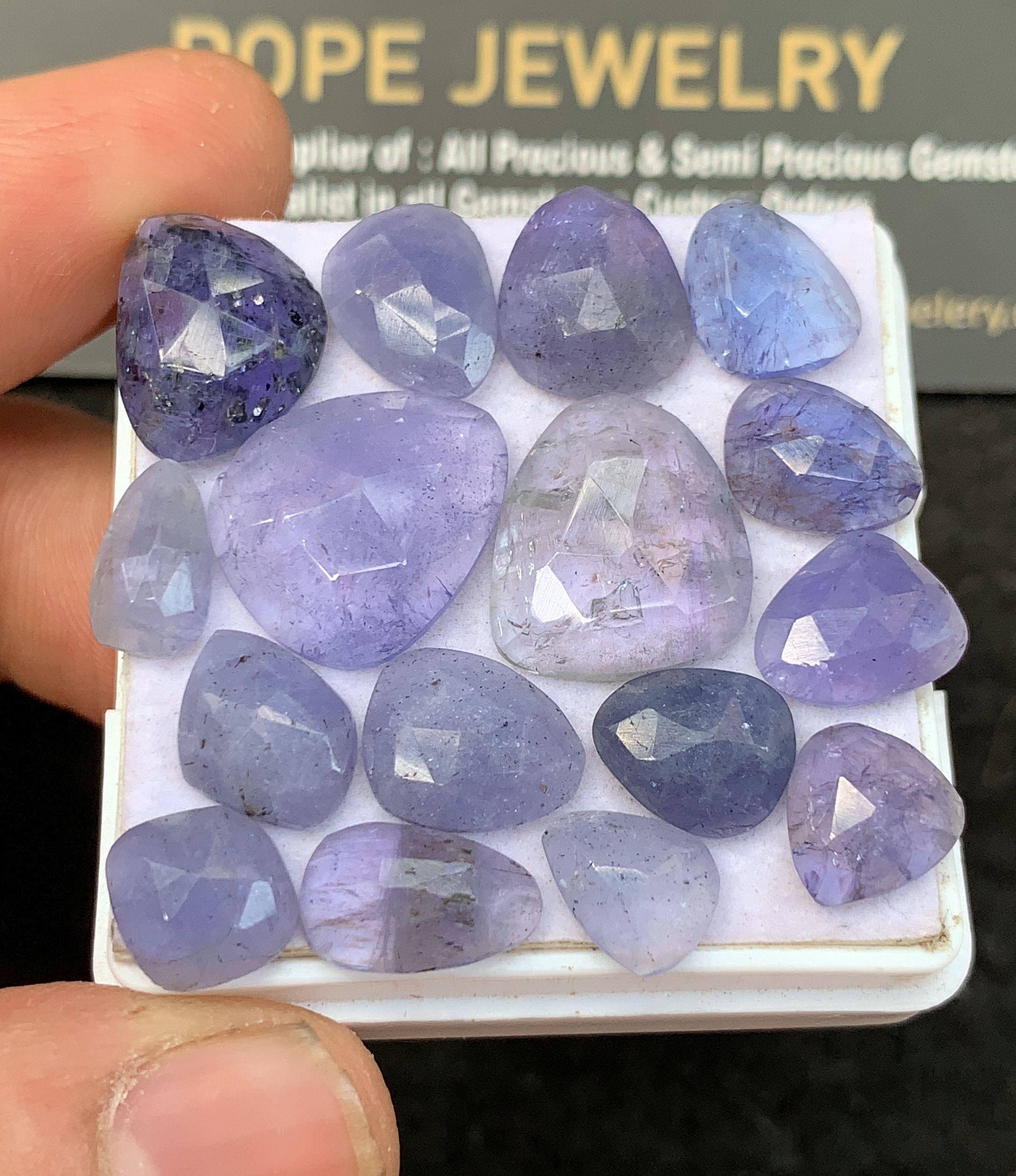Natural Tanzanite Gemstone Rose Cut Mix Shape Cabochon Loose Gemstones For Jewelry Making Wholesalegems 9-15 MM Size 16 Pcs SM24495
