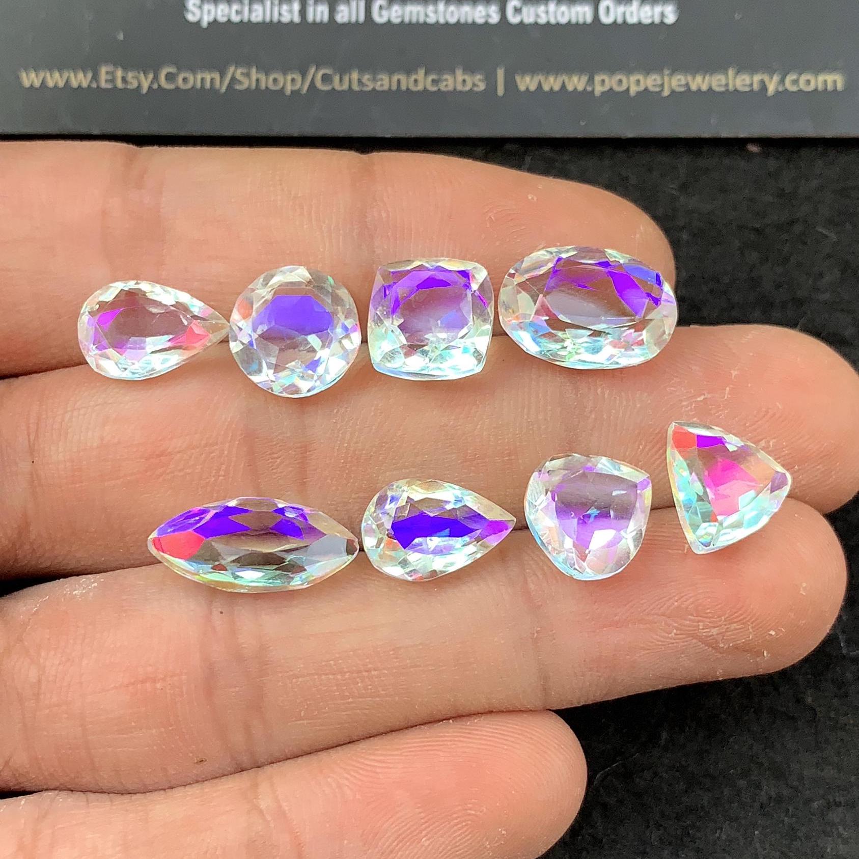 Rainbow Quartz Gemstone Mystic Rainbow Quartz Faceted Cut Mix Shape Gemstone 10-16 MM 8 Pieces High Quality Wholesale gems SM24271
