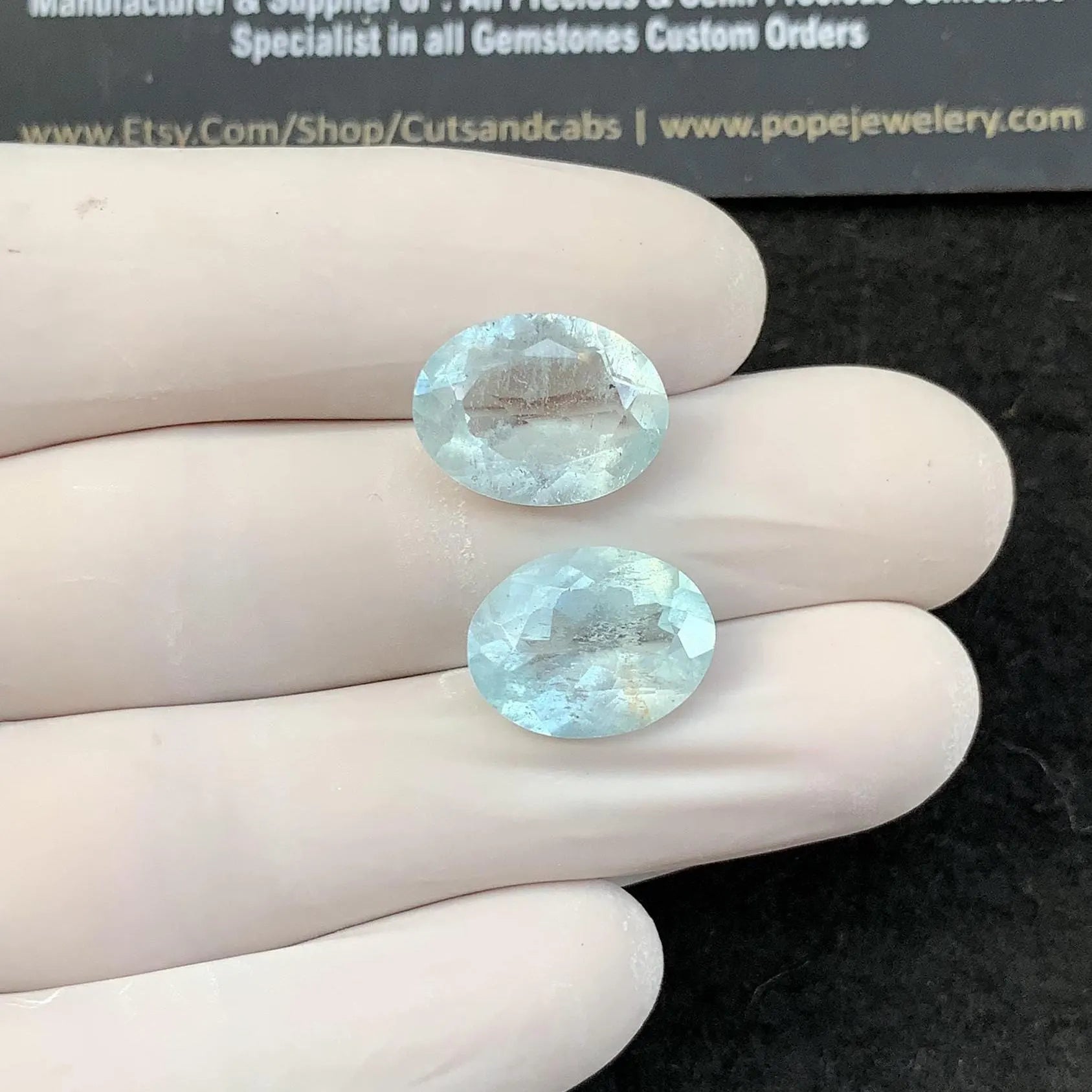 Natural Aquamarine Faceted Cut Oval Shape High Quality Loose Gemstones For Jewelry Making 14-15 MM Size 2 Pcs SM24276