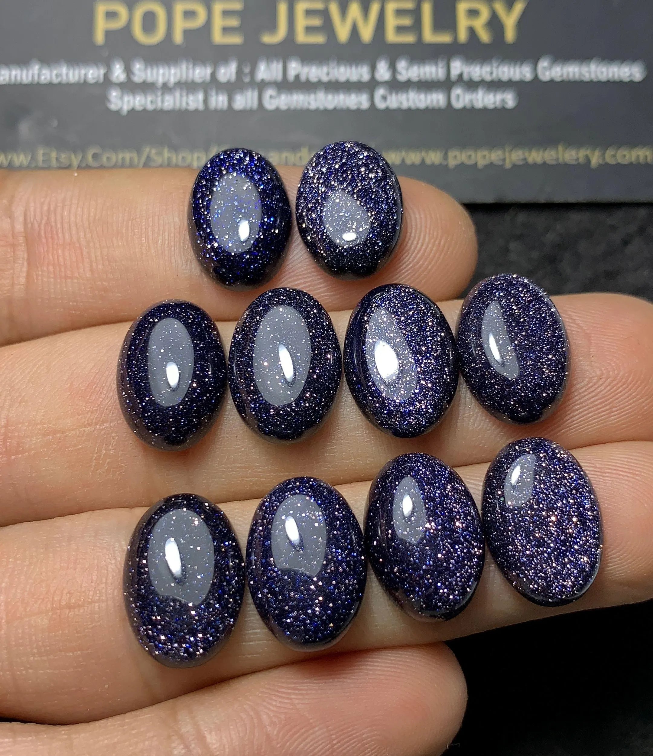 Blue Sandstone Smooth Oval Shape Cabochon High Quality Loose Gemstones For Jewelry Making Wholesalegems 10x14 MM Size 10 Pcs SM24540