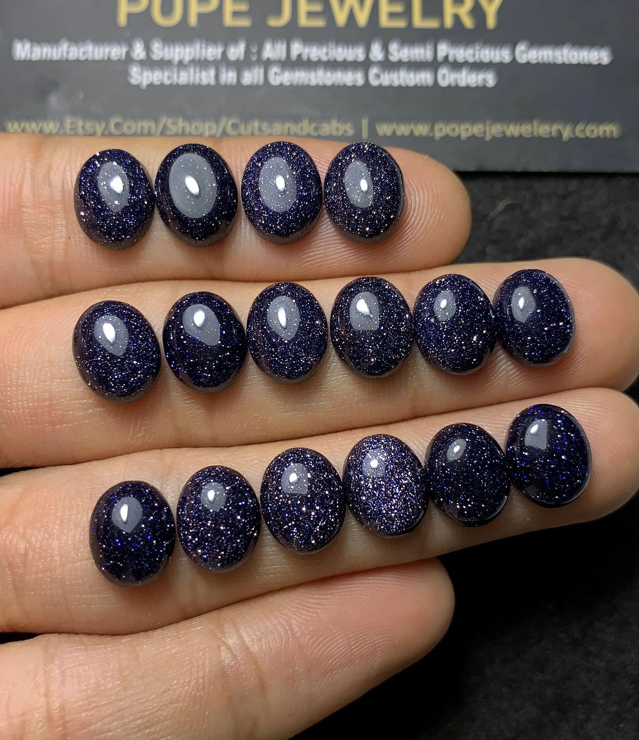 Blue Sandstone Smooth Oval Shape Cabochon High Quality Loose Gemstones For Jewelry Making Wholesalegems 8x10 MM Size 16 Pcs SM24543