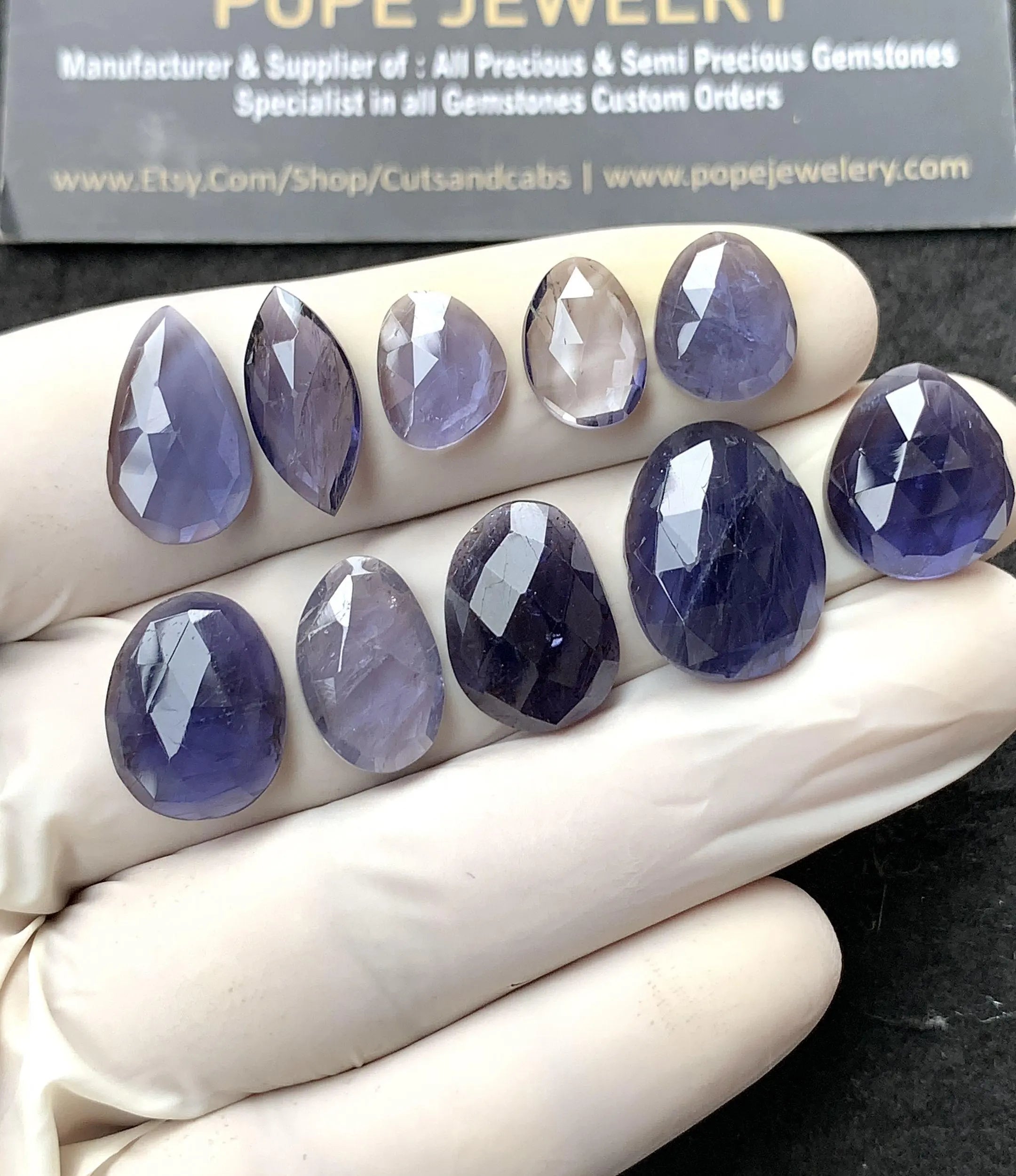 Natural Iolite Gemstone Rose Cut Mix Cabochon High Quality Loose Gemstones For Jewelry Making Wholesalegems 11-18 MM Size 10 Pcs SM24559