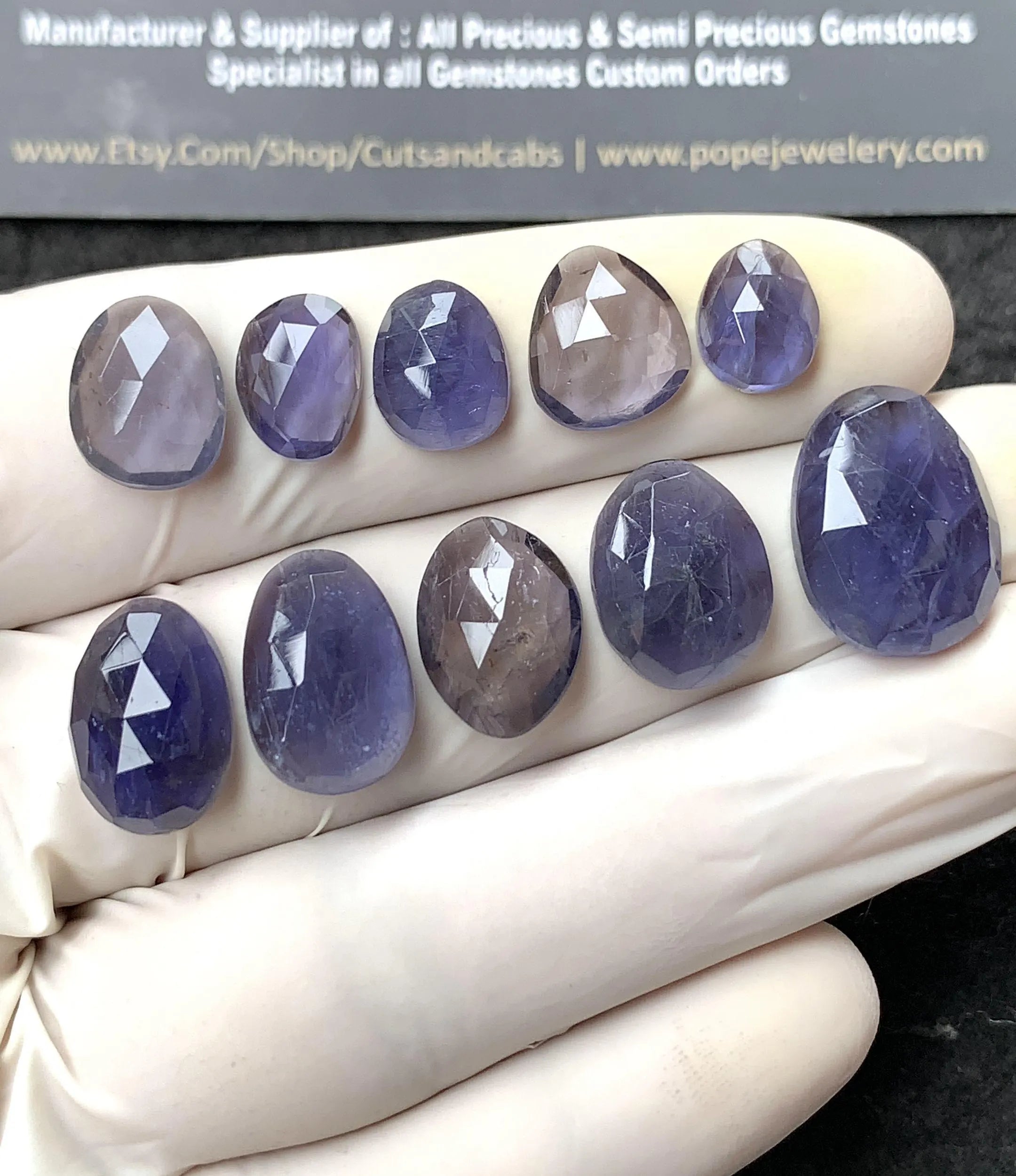 Natural Iolite Gemstone Rose Cut Mix Cabochon High Quality Loose Gemstones For Jewelry Making Wholesalegems 10-17 MM Size 10 Pcs SM24560