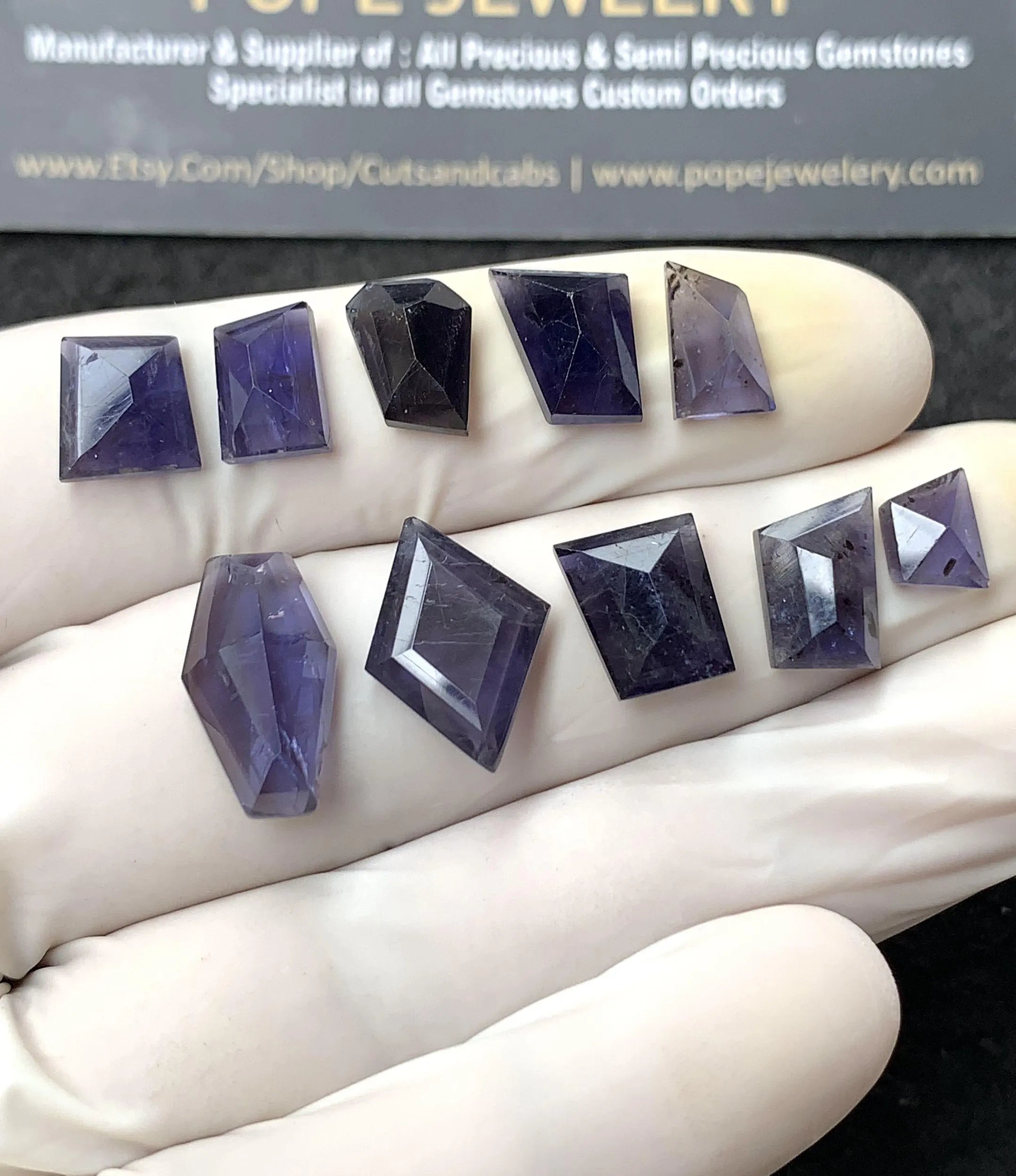 Natural Iolite Gemstone Step Cut Mix Cabochon High Quality Loose Gemstones For Jewelry Making Wholesalegems 7-16 MM Size 10 Pcs SM24561