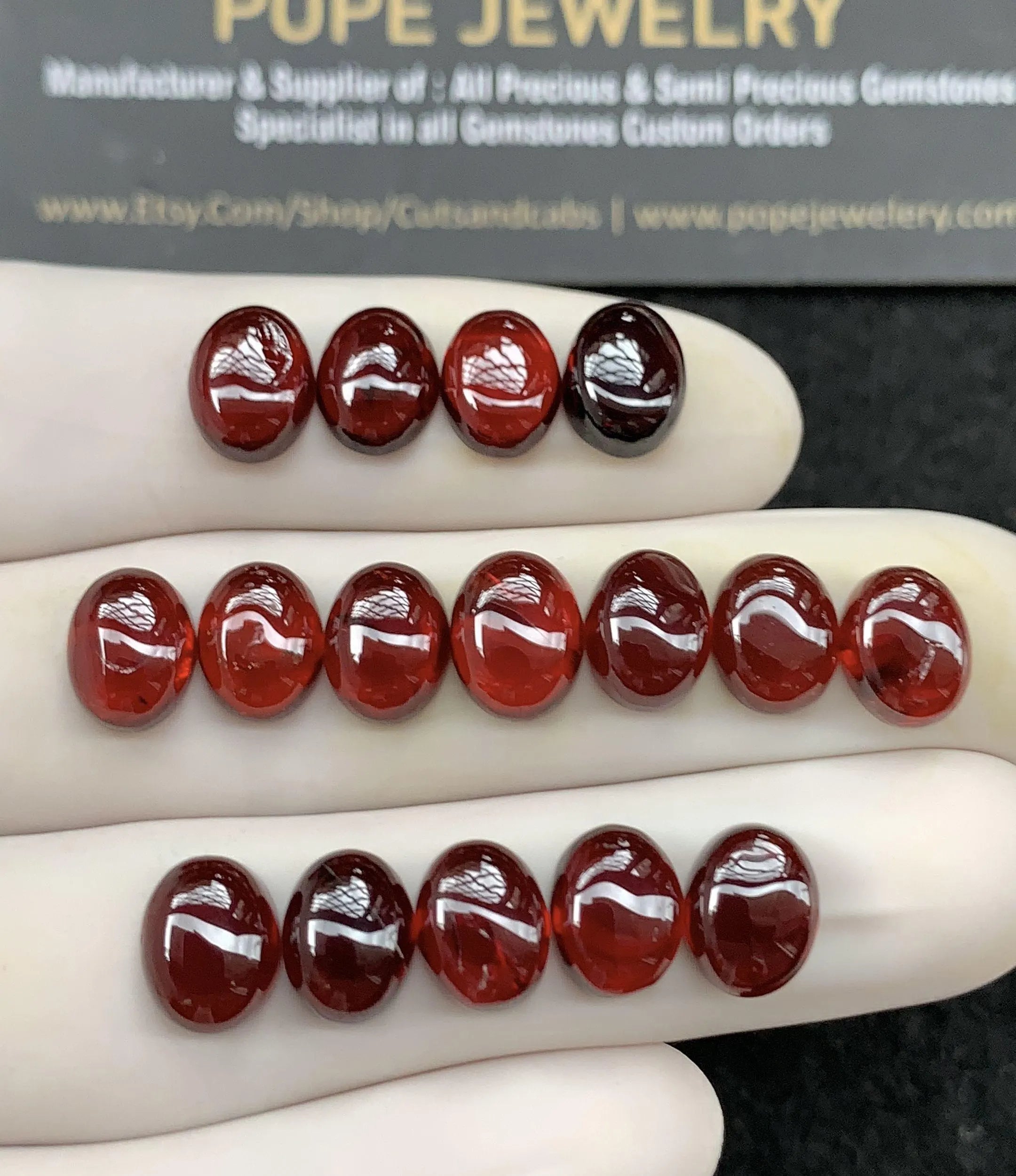 Natural Pyrope Garnet Gemstone Smooth Oval Cabochon High Quality Loose Gemstones For Jewelry Making Wholesalegems 7x9 MM Size 16 Pcs SM24602