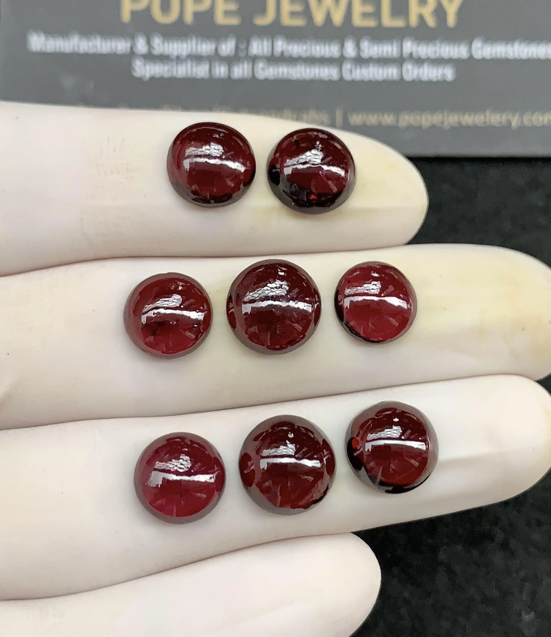 Natural Garnet Gemstone Smooth Round Cabochon High Quality Loose Gemstones For Jewelry Making Wholesalegems  9-10 MM Size 8 Pcs SM24610
