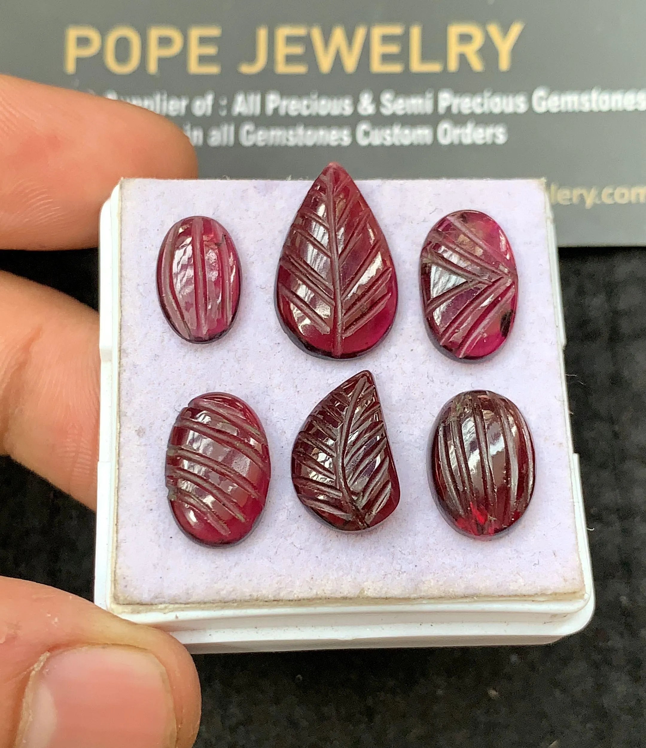 Natural Garnet Gemstone Hand Carved Mix Cabochon High Quality Loose Gemstones For Jewelry Making Wholesalegems 12-18 MM Size 6 Pcs SM24616