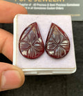 Natural Garnet Gemstone Hand Carved Fancy Cabs High Quality Loose Gemstones For Jewelry Making Wholesalegems 17x26 MM Size 1 Pair SM24623