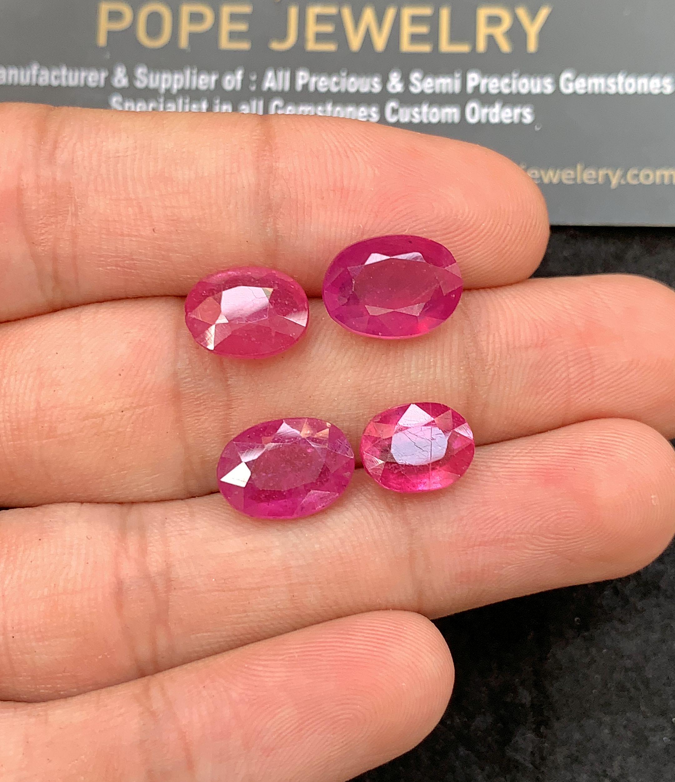 Natural Thailand Pink Sapphire Gemstone Faceted Cut Oval Cuts Loose Gemstones For Jewelry Making Wholesalegems 10-12 MM Size 4 Pcs SM24638