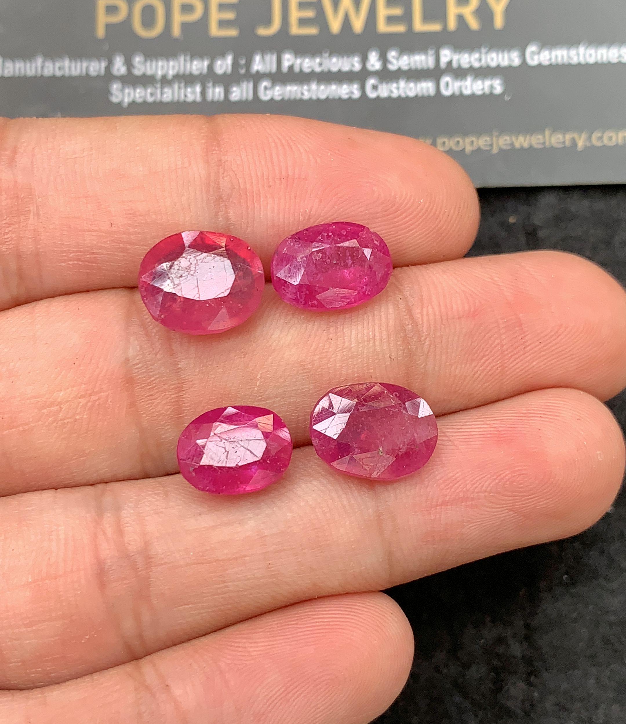 Natural Thailand Pink Sapphire Gemstone Faceted Cut Oval Cuts Loose Gemstones For Jewelry Making Wholesalegems 10-12 MM Size 4 Pcs SM24645