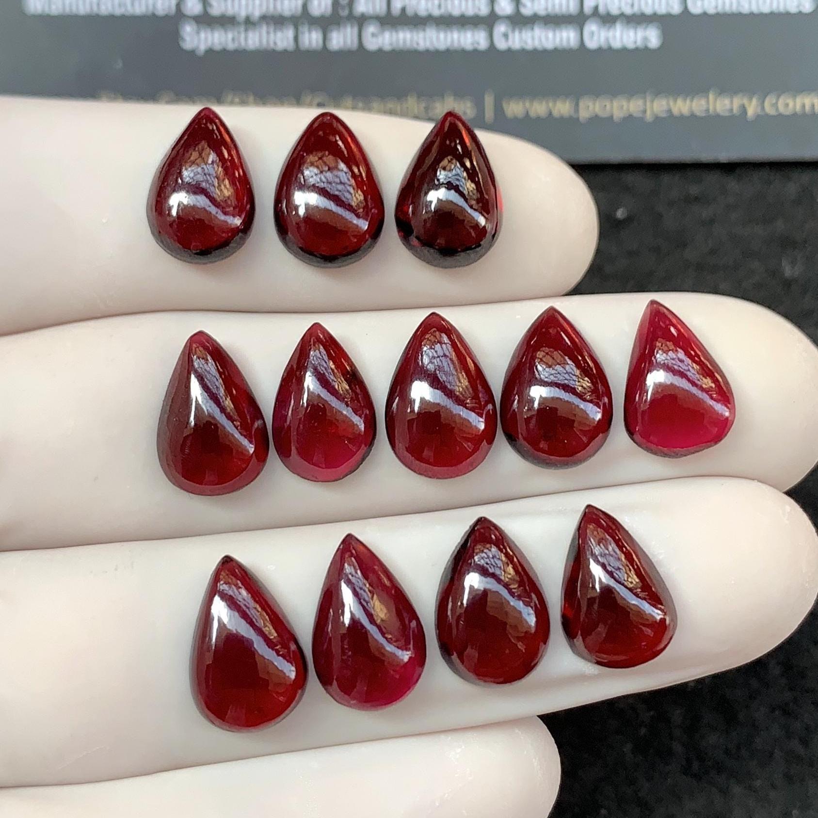 Natural Garnet Gemstone Cabochon Garnet Smooth Pear Shape High Quality Gemstone Jewelry Supply 12x8 MM 12 Pcs SM24381