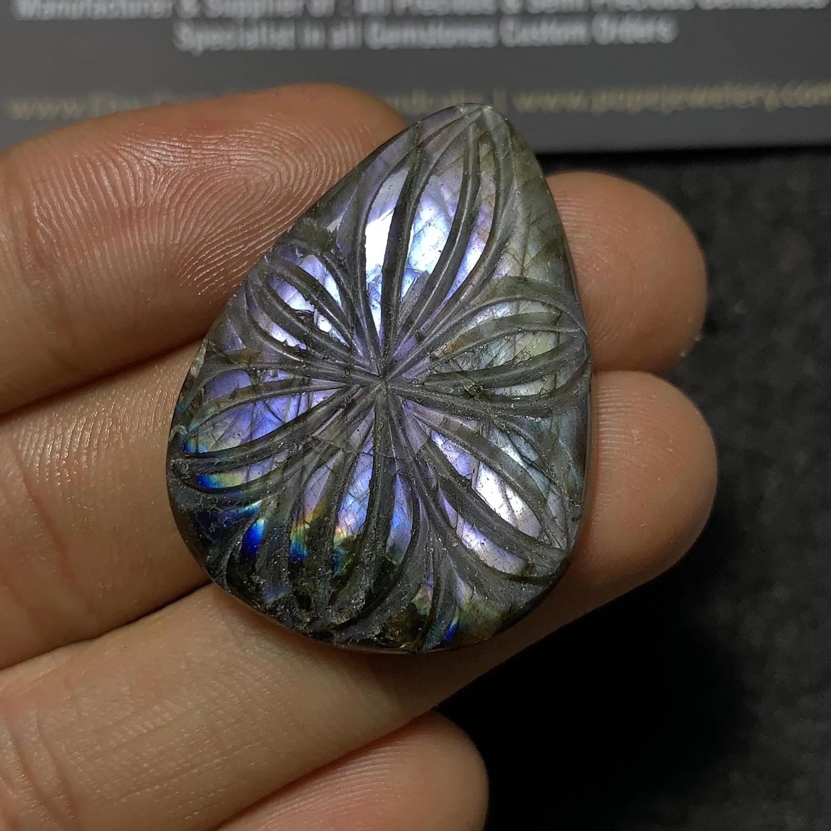 Natural Labradorite Gemstone Hand Carved Pear Cabs High Quality Loose Gemstone For Jewelry Making WholesaleGems 36x27x6 MM Size SM24394