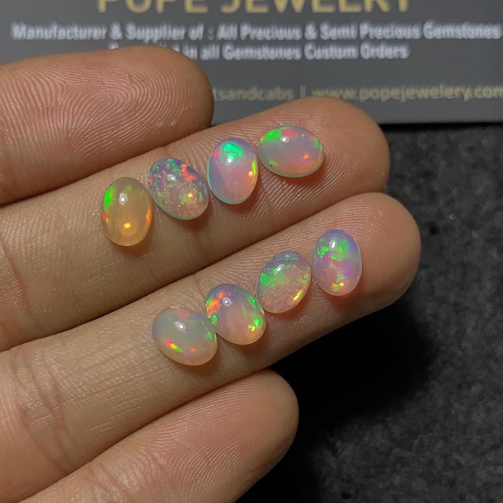 Natural Ethiopian Opal Gemstone Smooth Oval High Quality Loose Gemstone For Jewelry Making WholesaleGems 8x6 MM Size 8 Pcs SM24405