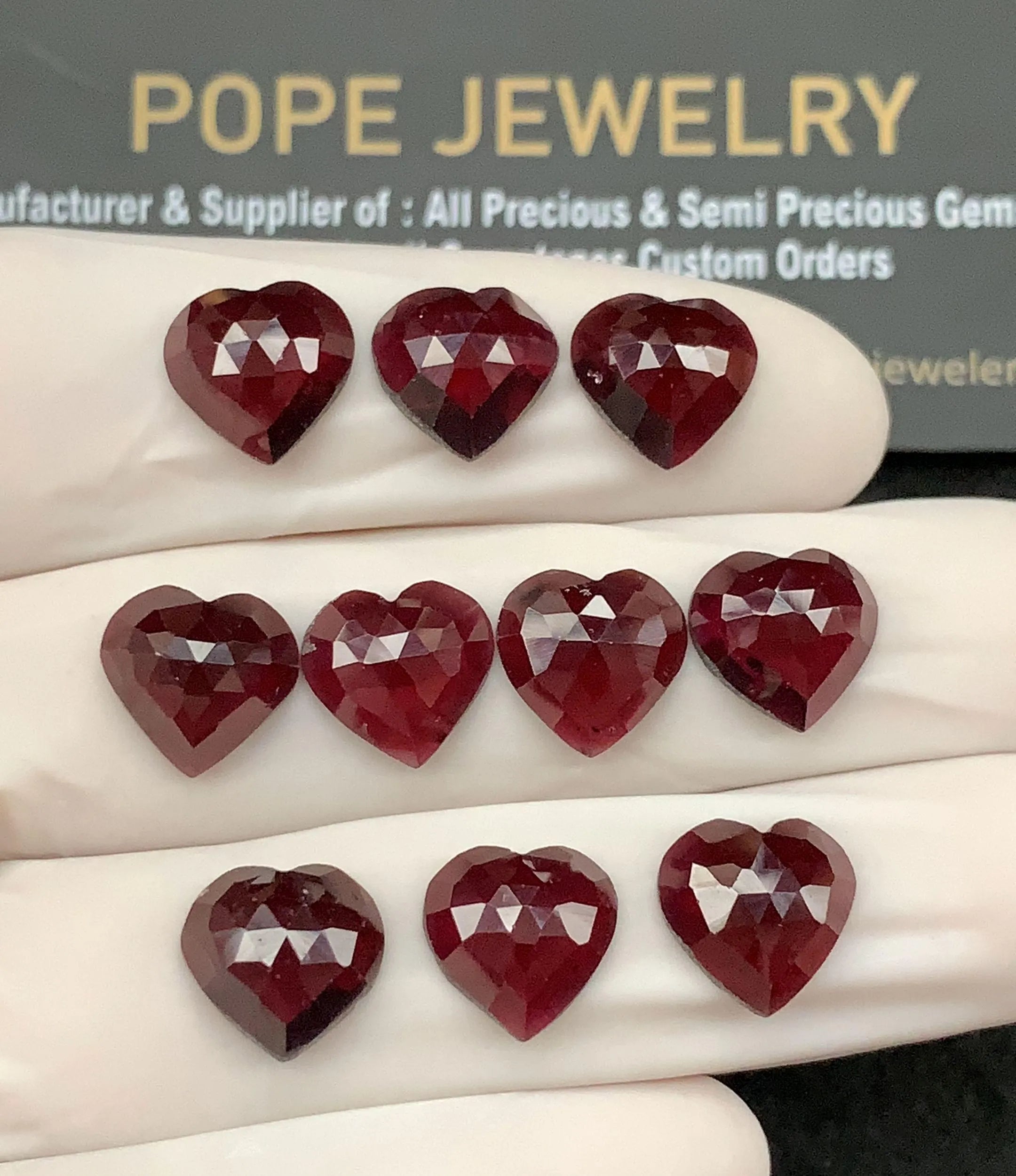 Natural Garnet Gemstone Rose Cut Heart Shape Cabochon Loose Gemstones For Jewelry Making Wholesalegems  10 MM Size 10 Pcs SM24712