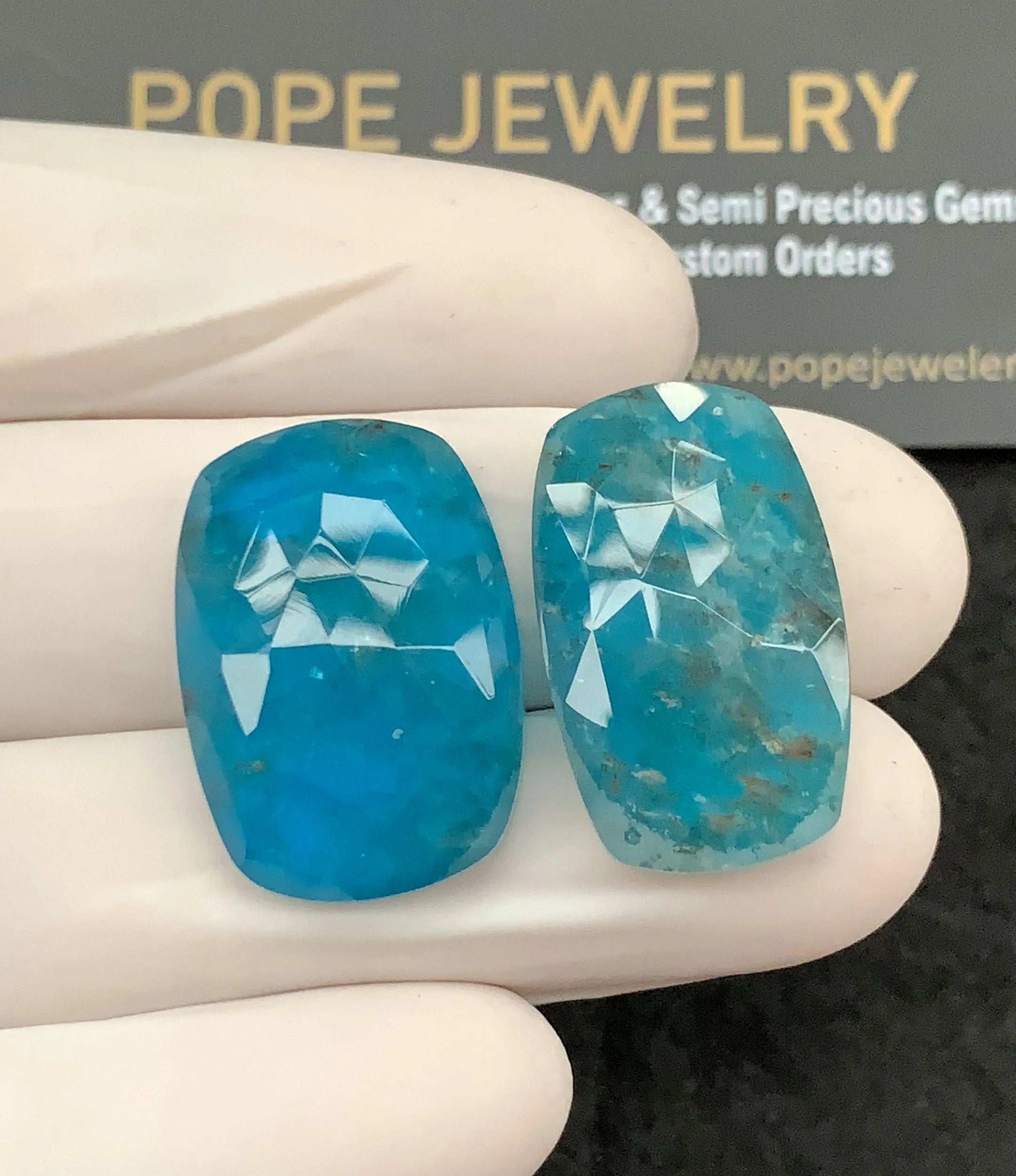 Natural Apatite Gemstone Rose Cut Rectangle Shape Cabochon Loose Gemstones For Jewelry Making Wholesalegems  24x17 MM Size 2 Pcs SM24713