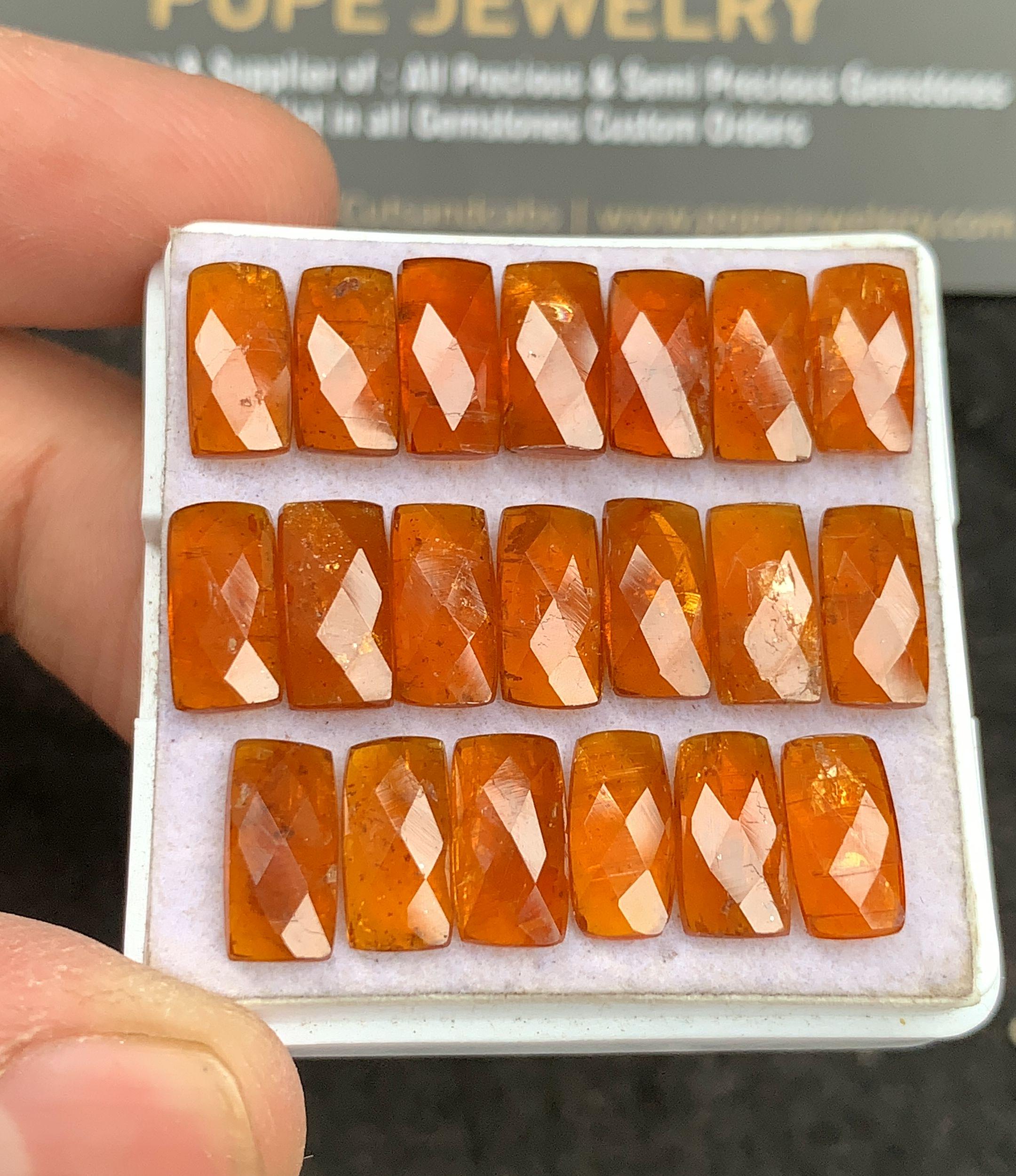Natural Orange Kyanite Gemstone Rose Cut Rectangle Cabochon Loose Gemstones For Jewelry Making Wholesalegems 5x10 MM Size 20 Pcs SM24733