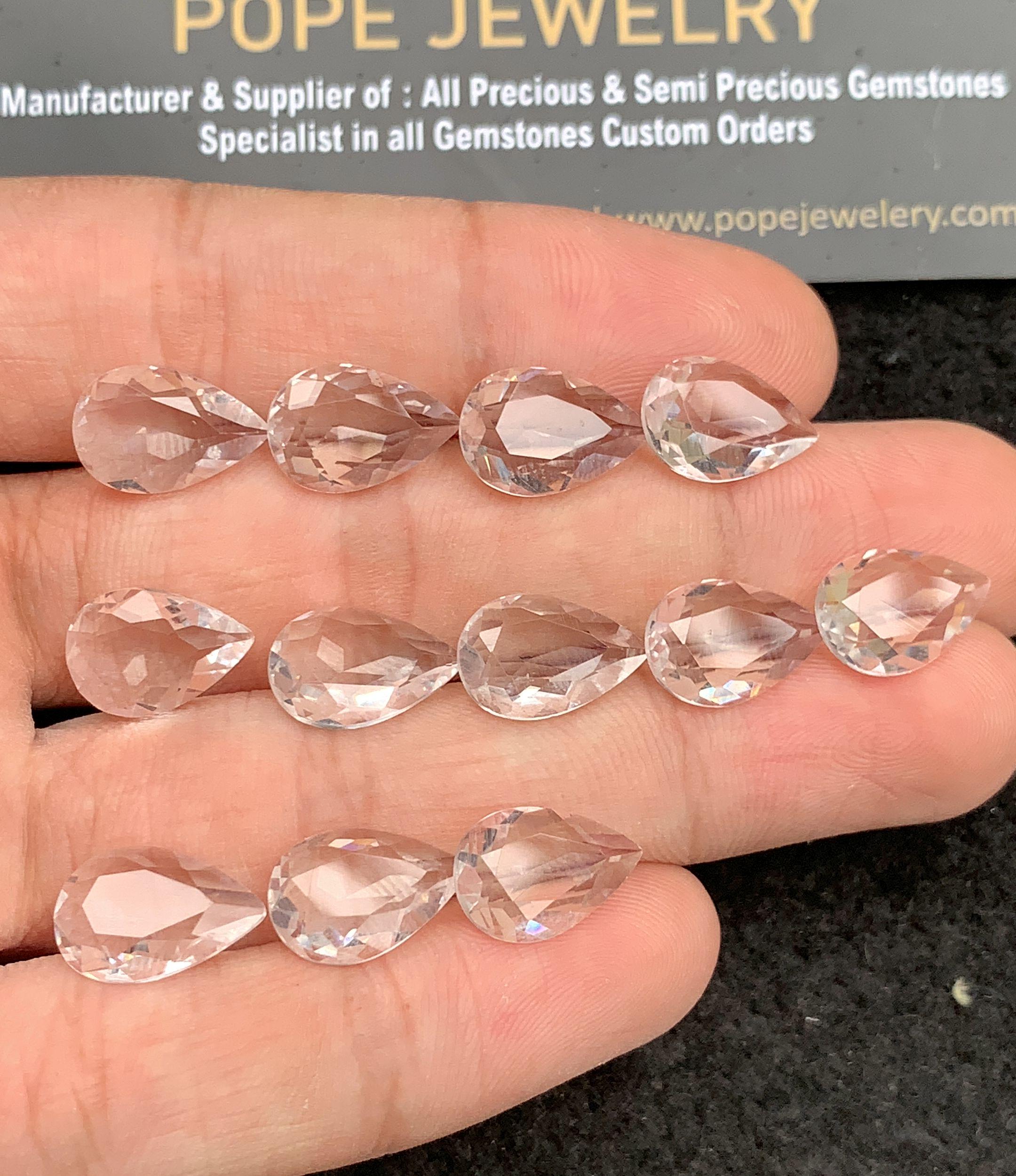 Natural Himalayan Crystal Gemstone Faceted Cut Pear Shape Loose Gemstones For Jewelry Making Wholesalegems 12x8 MM Size 12 Pcs SM24739