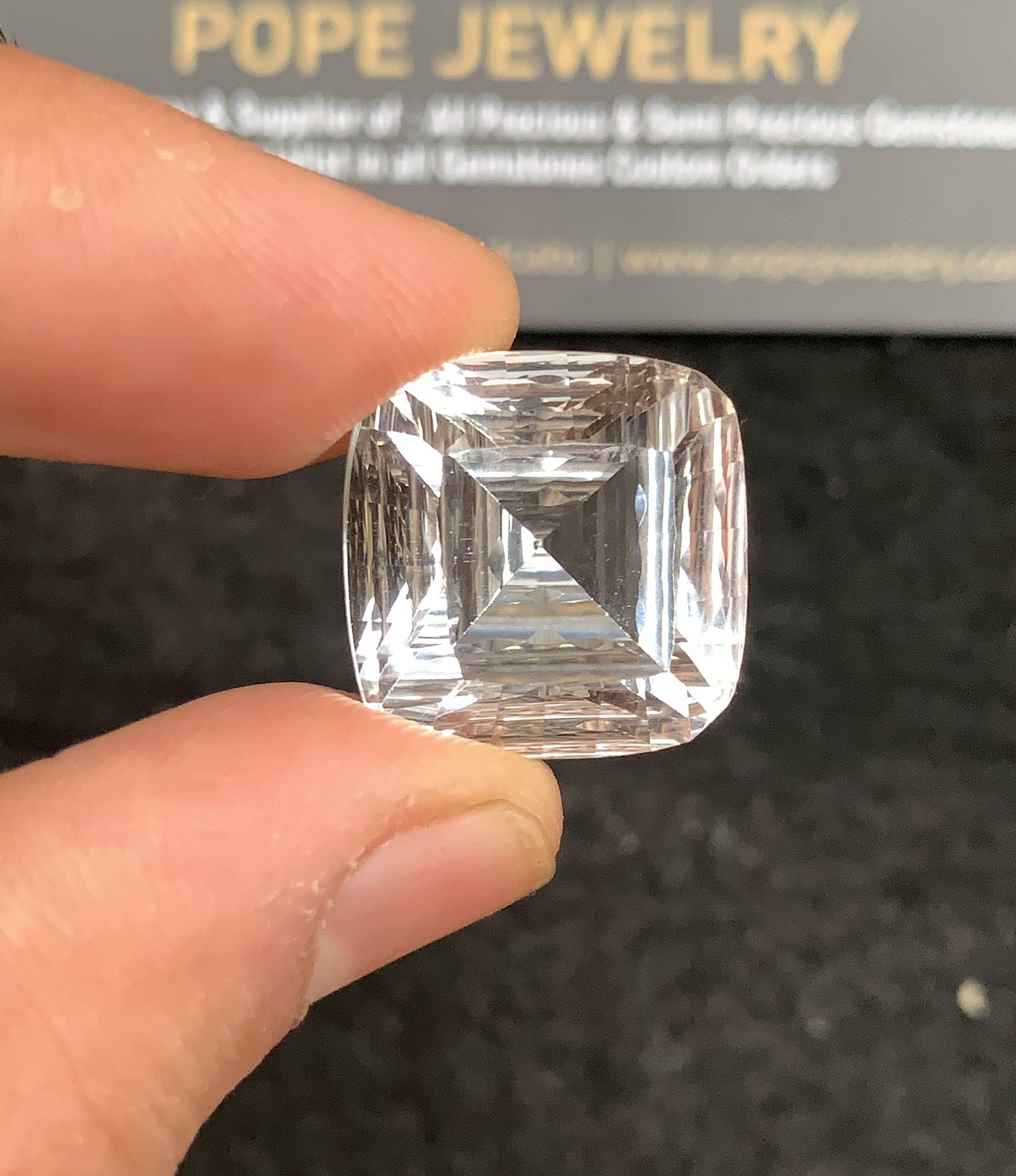 Natural Himalayan Crystal Gemstone Faceted Cut Cushion Shape Loose Gemstones For Jewelry Making Wholesalegems 17x17x11 MM Size SM24745