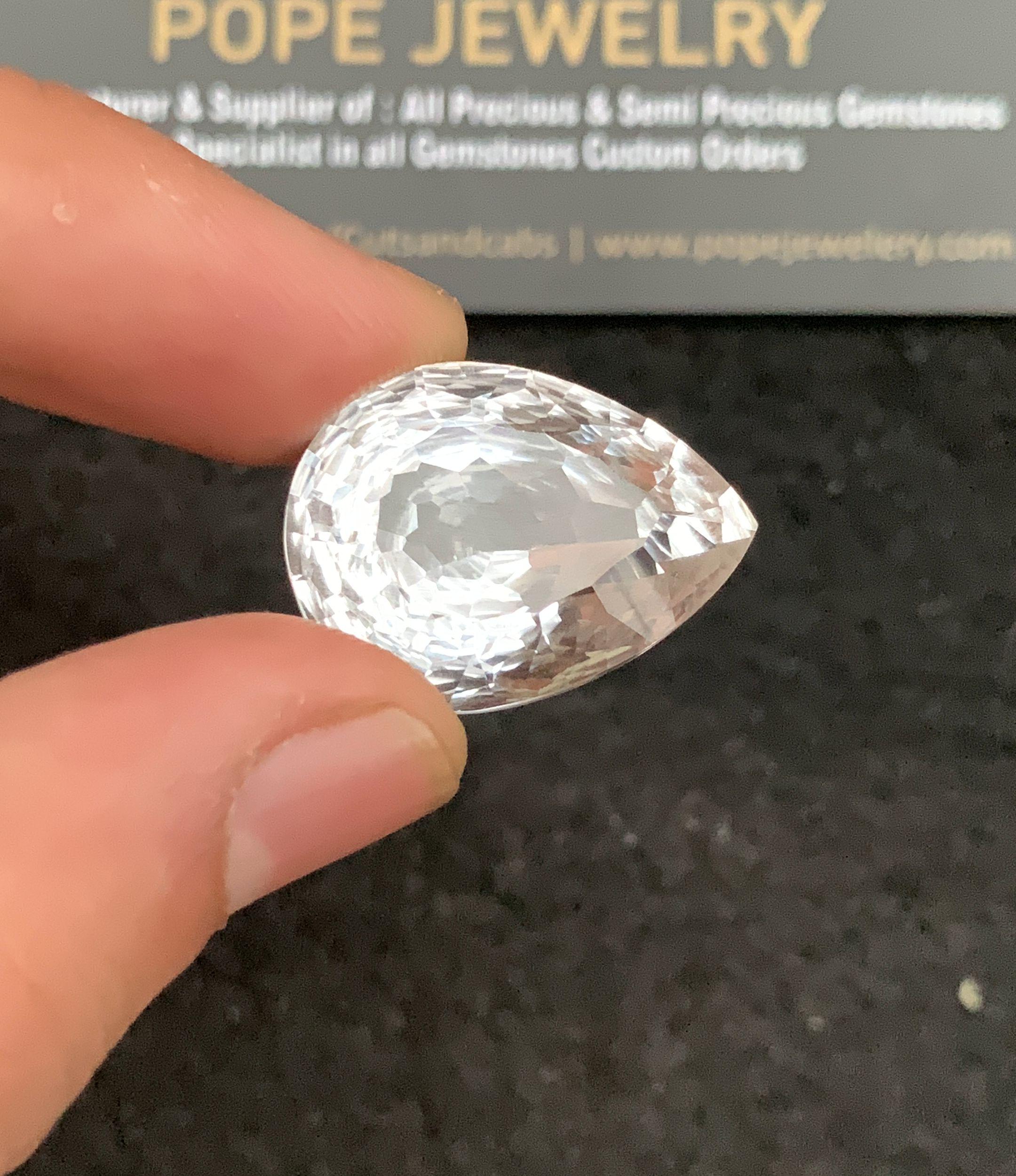 Natural Himalayan Crystal Gemstone Faceted Cut Pear Shape Loose Gemstones For Jewelry Making Wholesalegems 24x18x3 MM Size SM24755