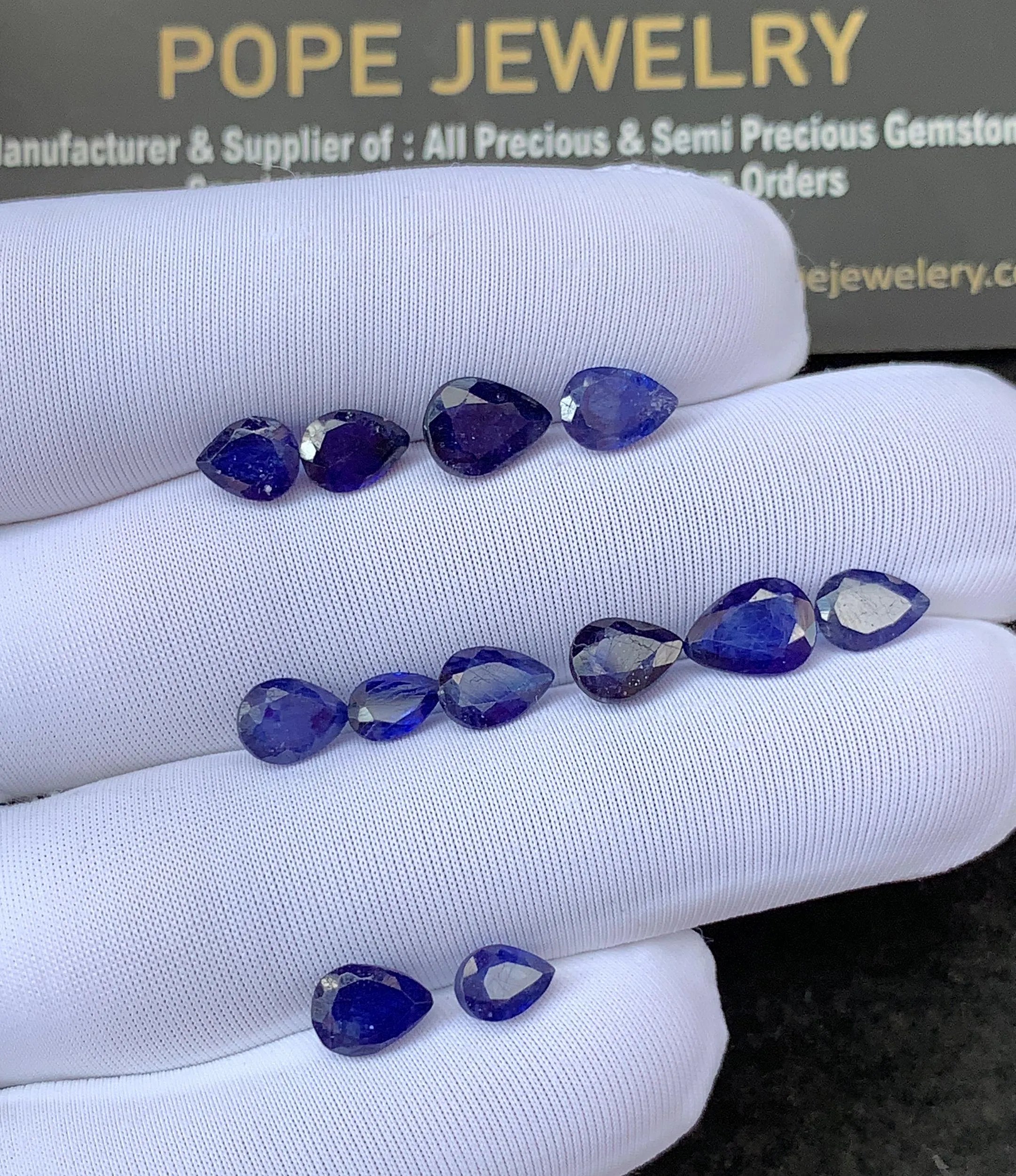 Natural Blue Sapphire Faceted Cut Pear Shape Sapphire Loose Gemstones For Jewelry Making Wholesalegems 6-8 MM Size 12 Pcs SM24477