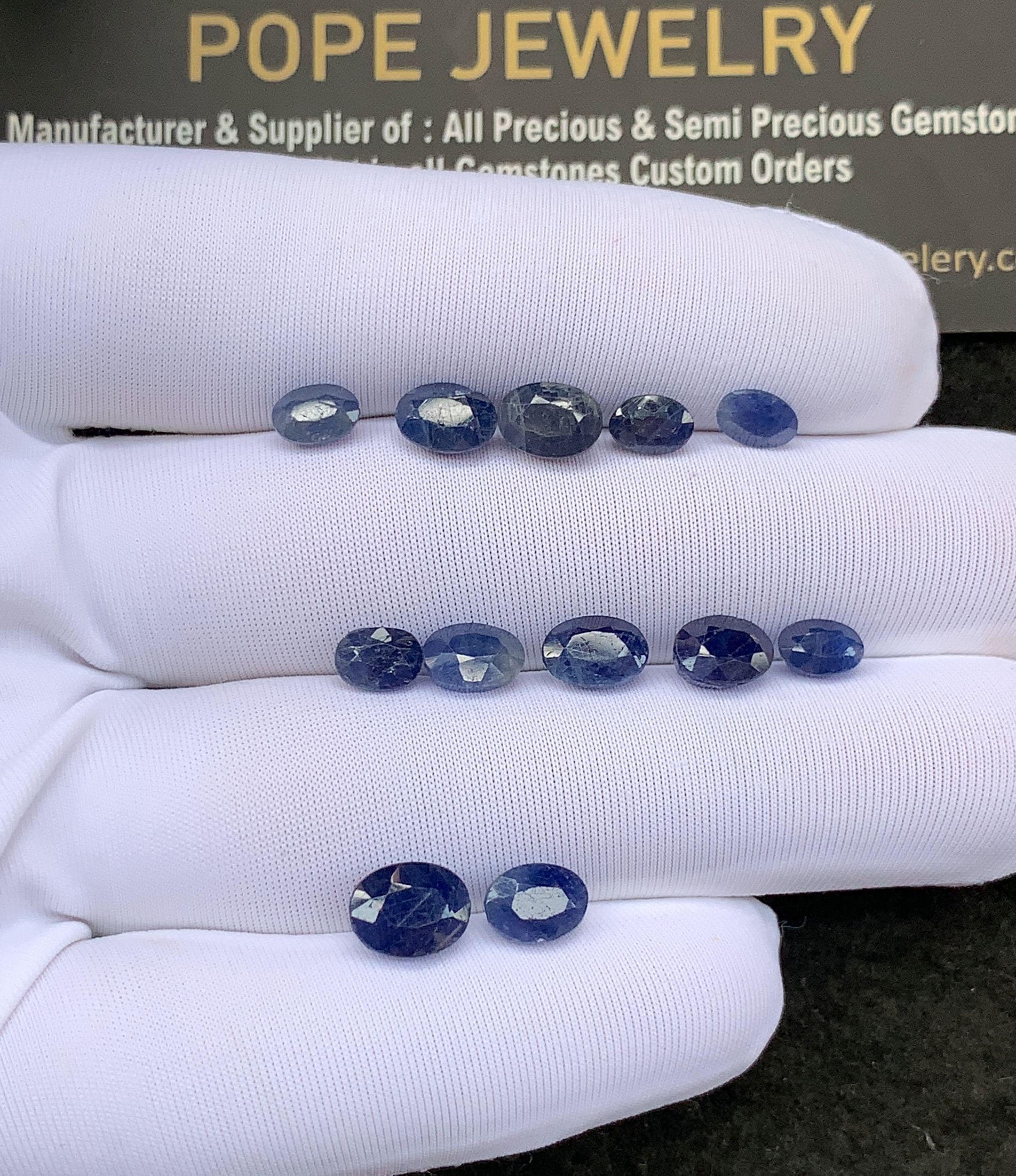 Natural Blue Sapphire Faceted Cut Oval Shape Sapphire Loose Gemstones For Jewelry Making Wholesalegems 6-8 MM Size 12 Pcs SM24481