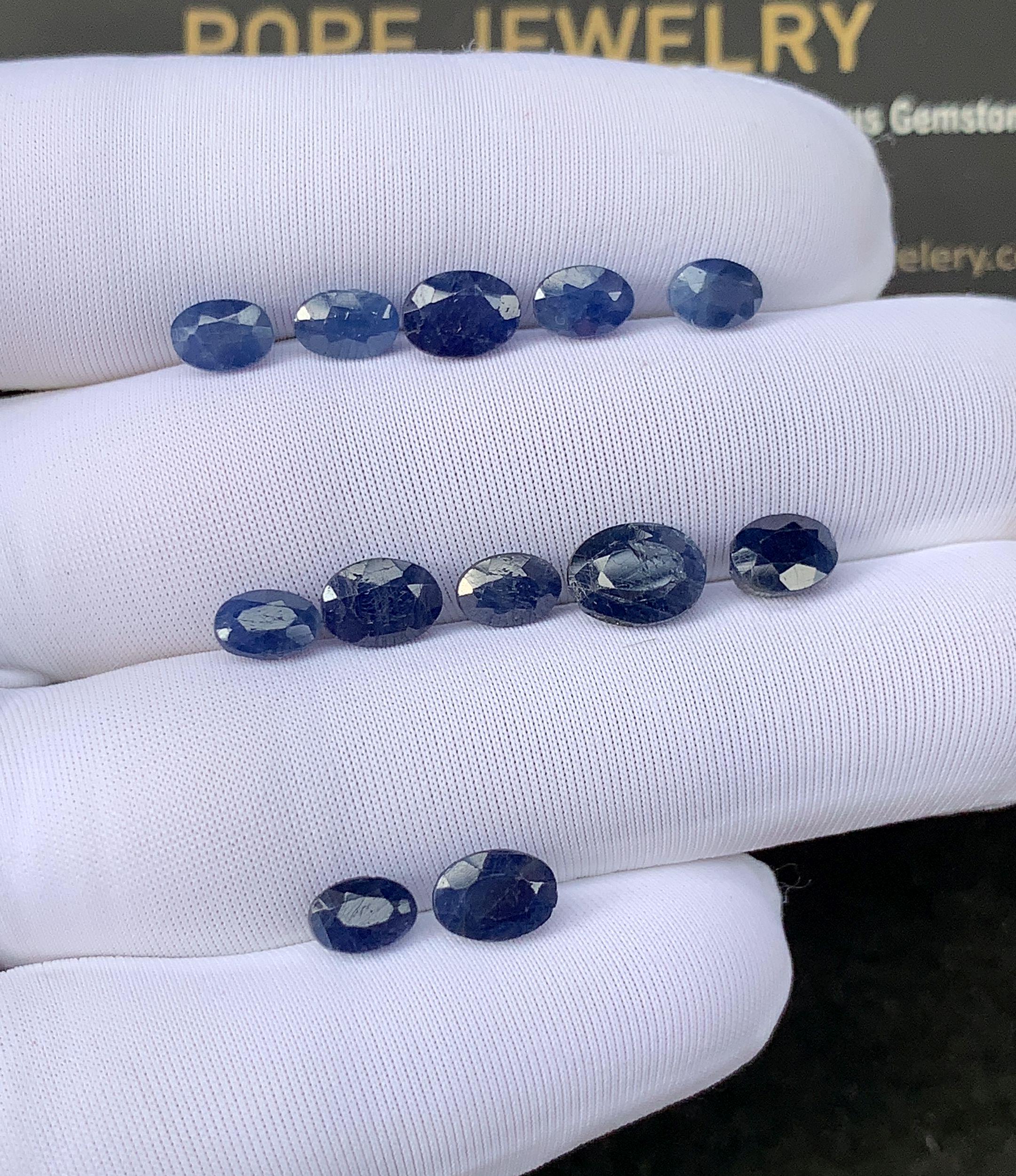 Natural Blue Sapphire Faceted Cut Oval Shape Sapphire Loose Gemstones For Jewelry Making Wholesalegems 6-8 MM Size 12 Pcs SM24483