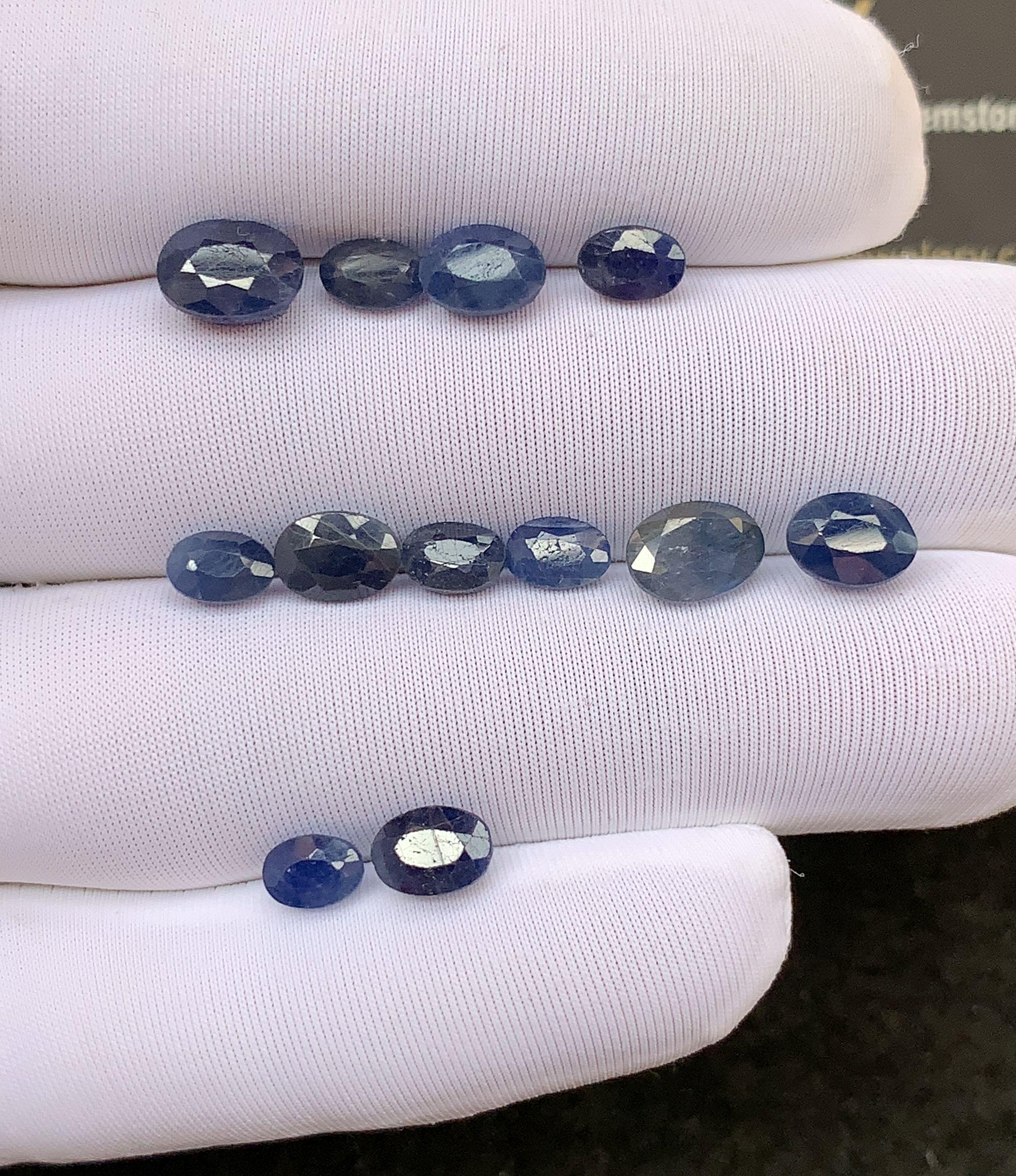 Natural Blue Sapphire Faceted Cut Oval Shape Sapphire Loose Gemstones For Jewelry Making Wholesalegems 6-8 MM Size 12 Pcs SM24484