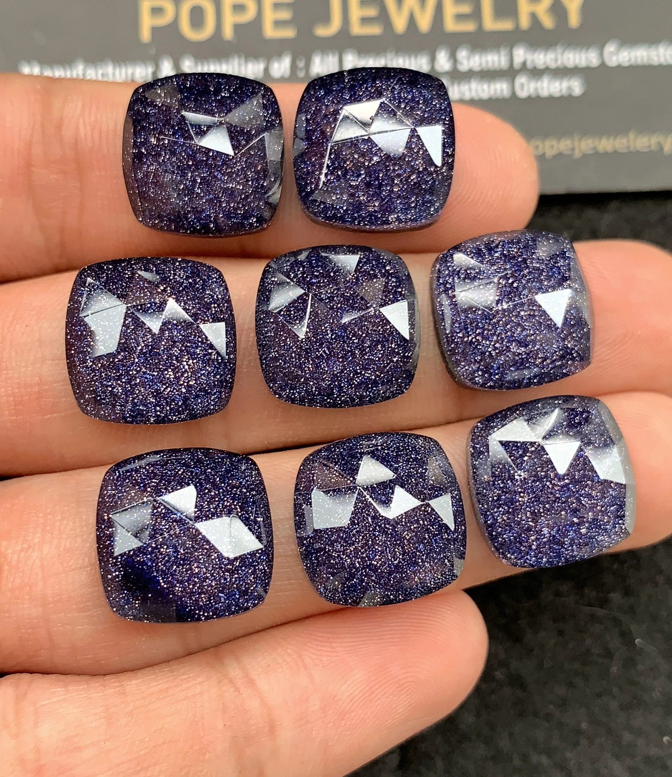 Blue Sandstone & Doublet Rose Cut Cushion Shape Cabochon Loose Gemstones For Jewelry Making Wholesalegems 14 MM Size 8 Pcs SM24533