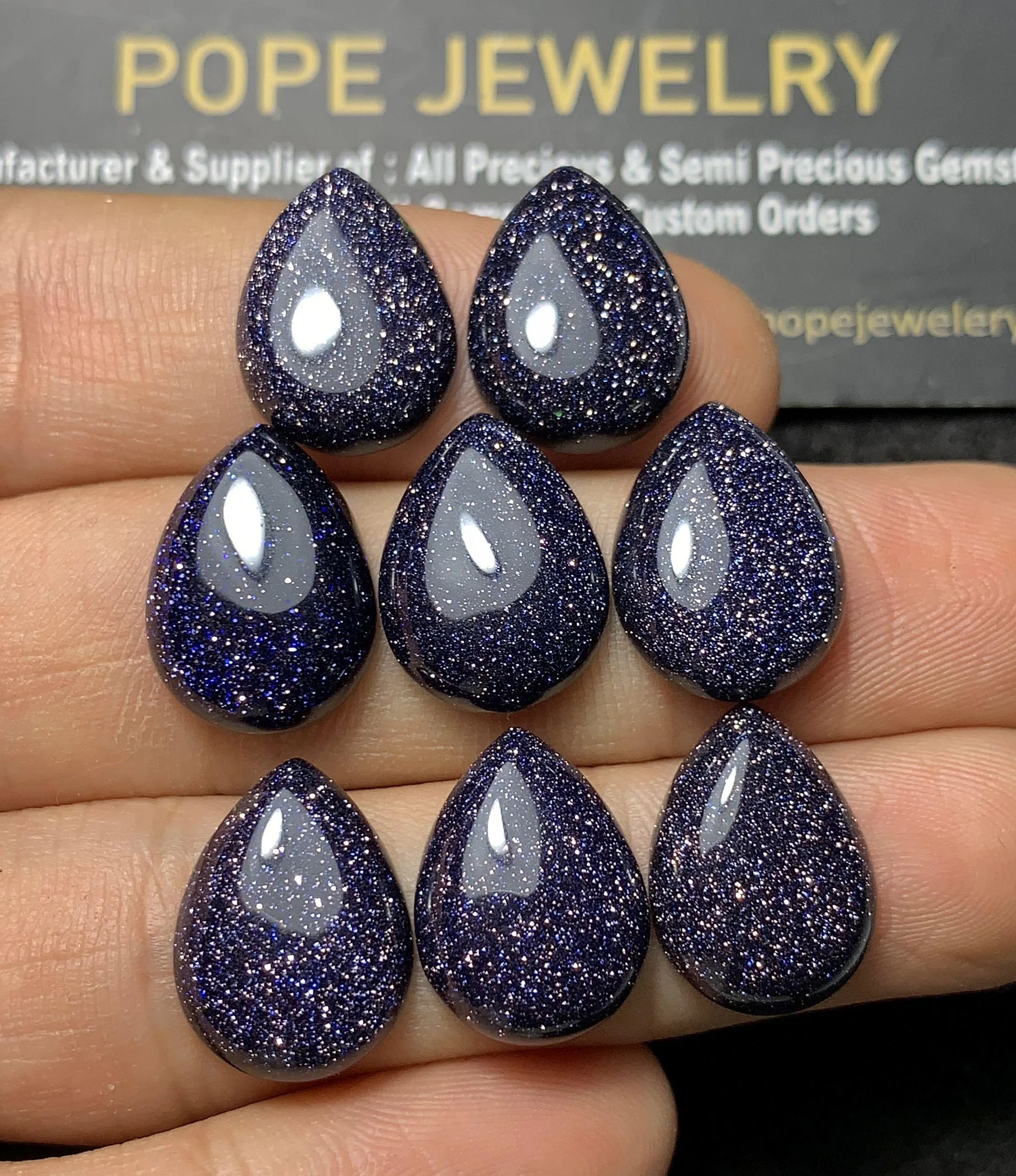 Blue Sandstone Smooth Pear Cabochon High Quality Loose Gemstones For Jewelry Making Wholesalegems 12x16 MM Size 8 Pcs SM24536
