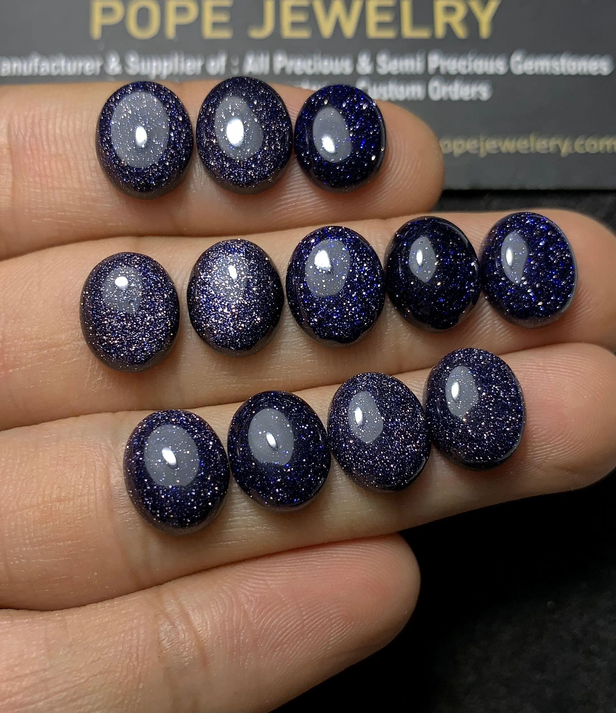 Blue Sandstone Smooth Oval Shape Cabochon High Quality Loose Gemstones For Jewelry Making Wholesalegems 9x11 MM Size 12 Pcs SM24542