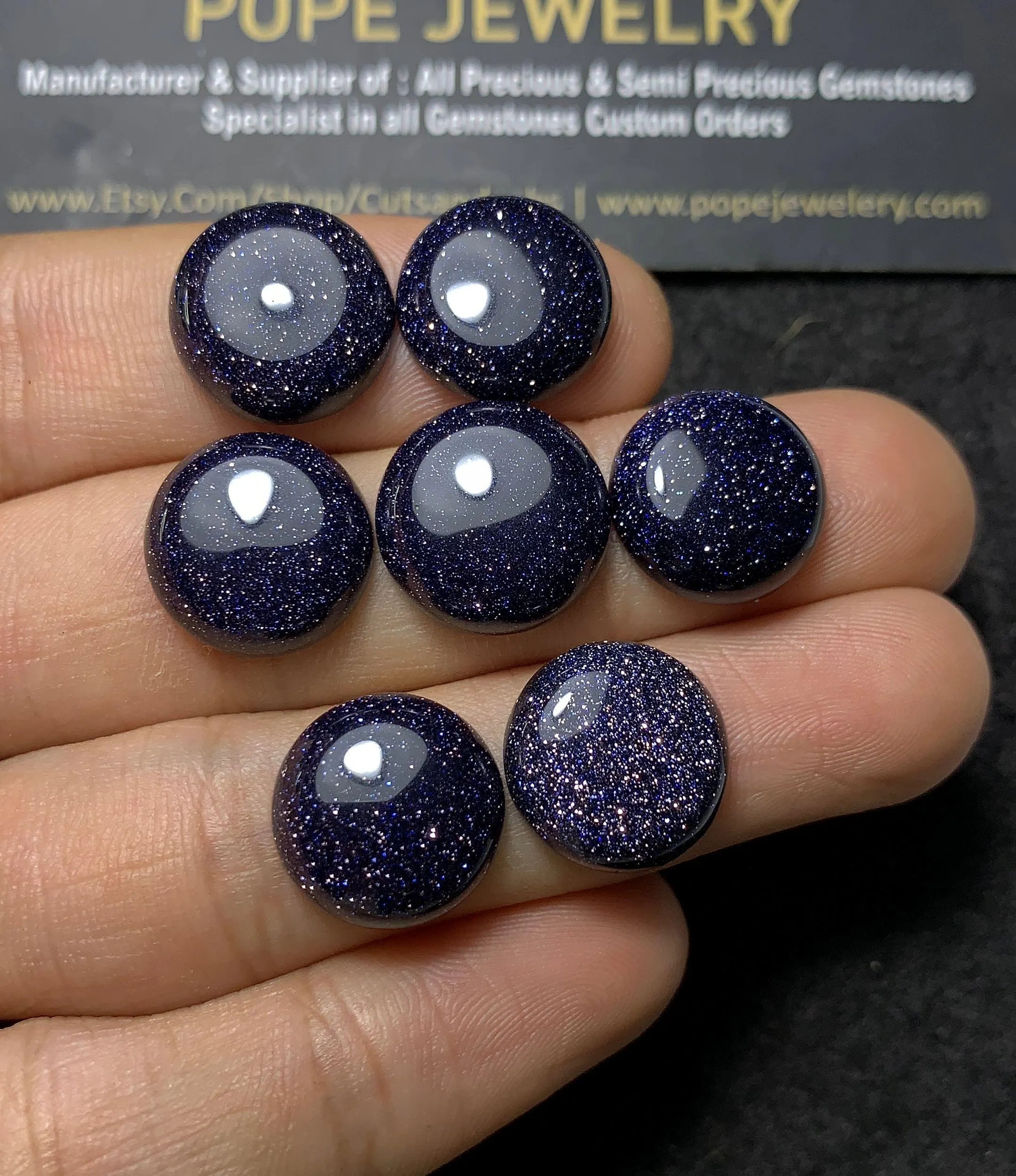 Blue Sandstone Smooth Round Shape Cabochon High Quality Loose Gemstones For Jewelry Making Wholesalegems 14 MM Size 7 Pcs SM24545
