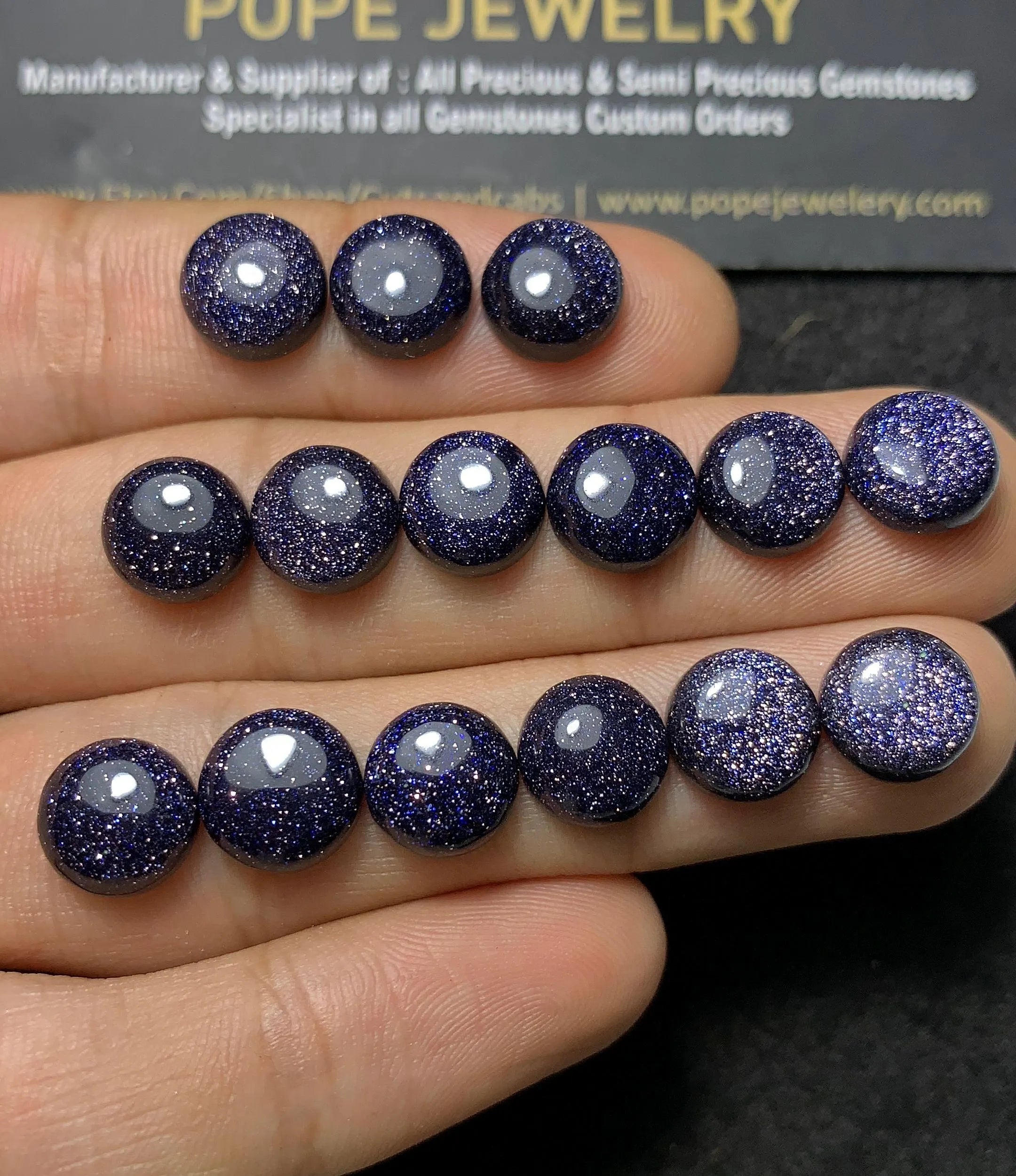 Blue Sandstone Smooth Round Shape Cabochon High Quality Loose Gemstones For Jewelry Making Wholesalegems 9 MM Size 15 Pcs SM24548