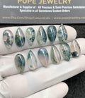 Natural Moss Agate Gemstone Smooth Pear Cabochon High Quality Loose Gemstone For Jewelry Making Wholesalegems 14-15 MM Size 12 Pcs SM24841