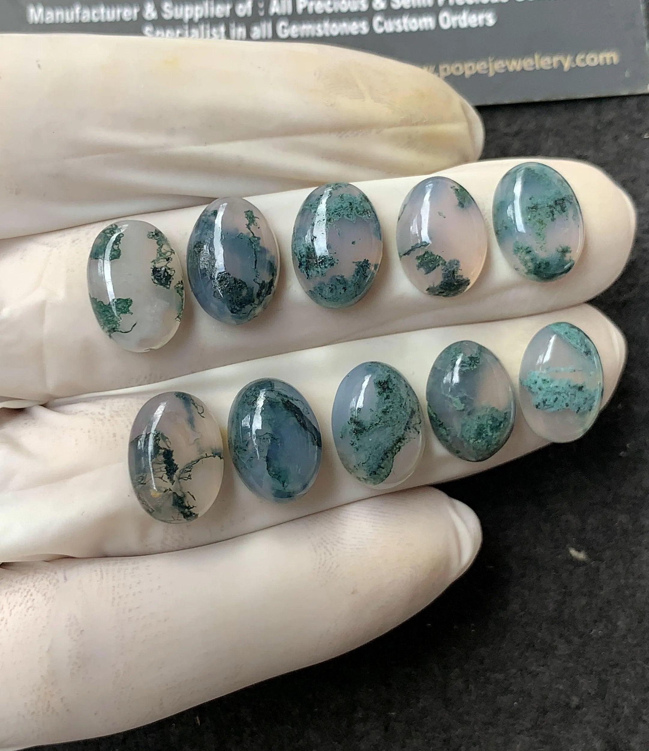 Natural Moss Agate Gemstone Smooth Oval Cabochon High Quality Loose Gemstone For Jewelry Making Wholesalegems 14x10 MM Size 10 Pcs SM24860