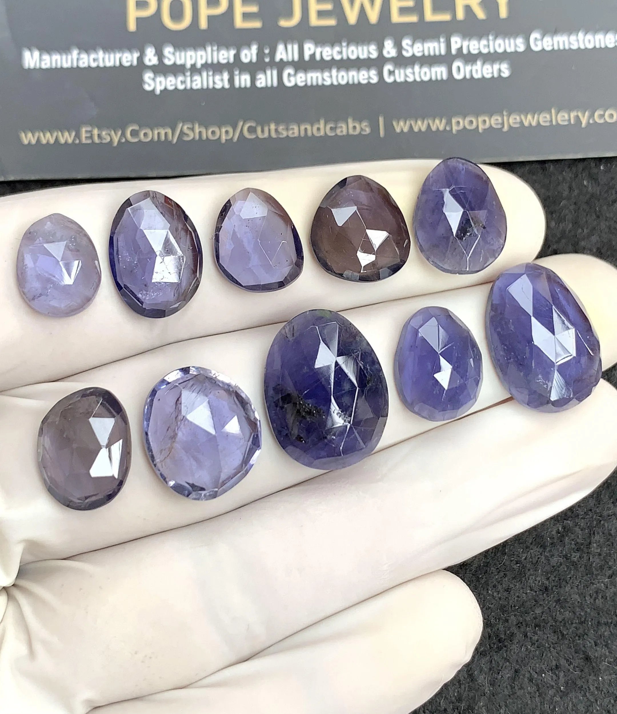 Natural Iolite Gemstone Rose Cut Mix Cabochon High Quality Loose Gemstones For Jewelry Making Wholesalegems 11-17 MM Size 10 Pcs SM24553