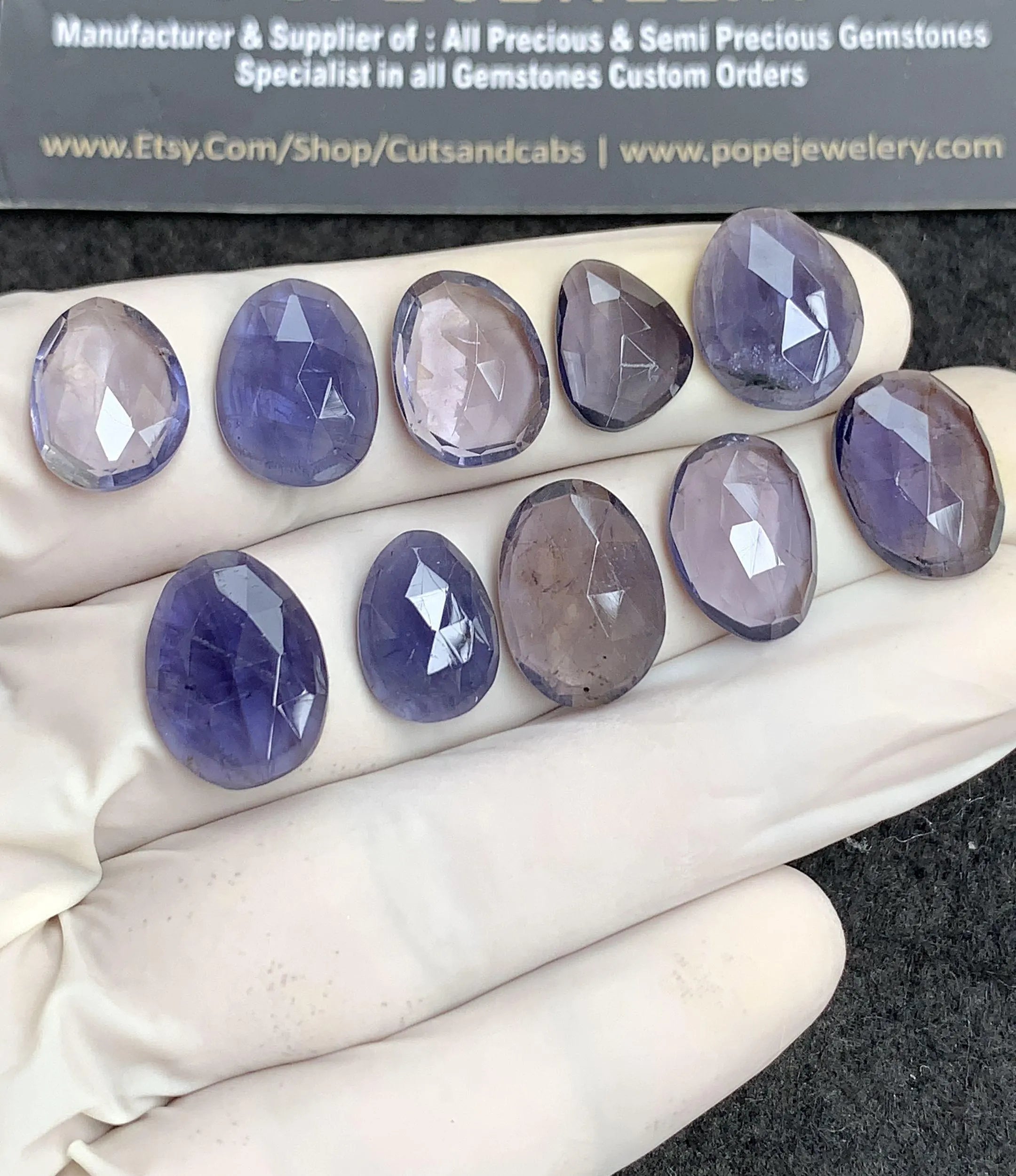 Natural Iolite Gemstone Rose Cut Mix Cabochon High Quality Loose Gemstones For Jewelry Making Wholesalegems 12-16 MM Size 10 Pcs SM24554