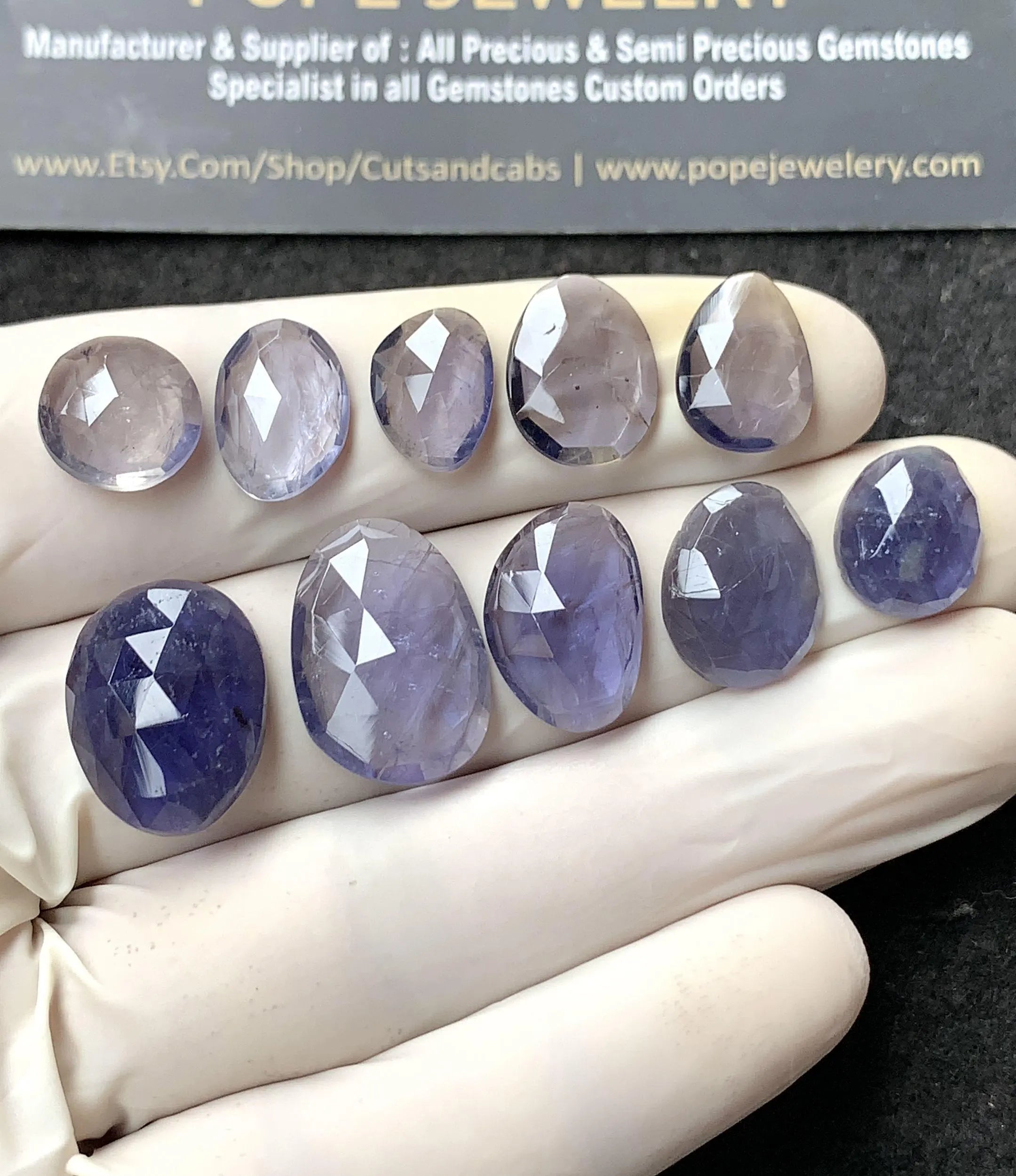 Natural Iolite Gemstone Rose Cut Mix Cabochon High Quality Loose Gemstones For Jewelry Making Wholesalegems 11-18 MM Size 10 Pcs SM24555