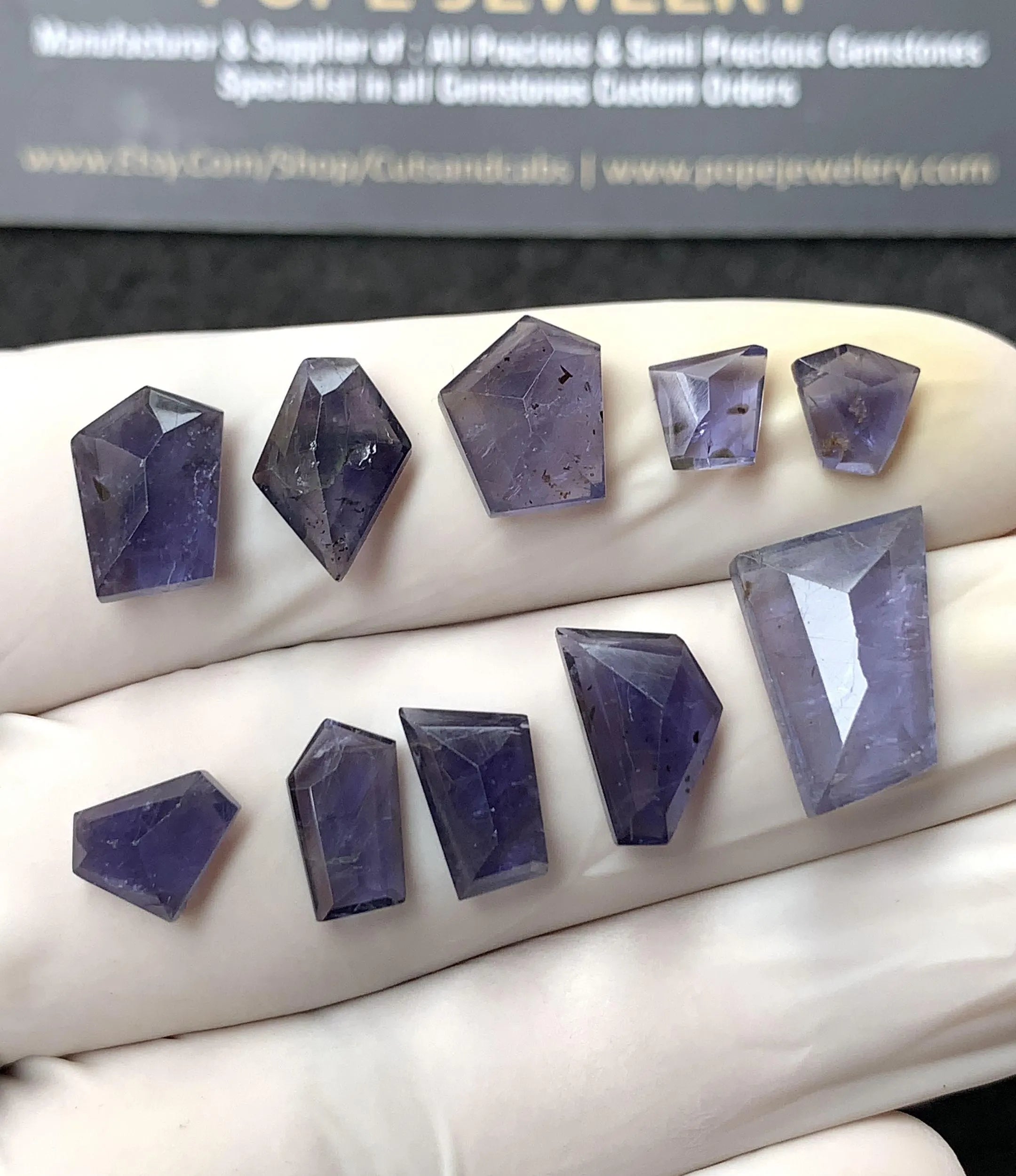 Natural Iolite Gemstone Step Cut Mix Cabochon High Quality Loose Gemstones For Jewelry Making Wholesalegems 7-14 MM Size 10 Pcs SM24563