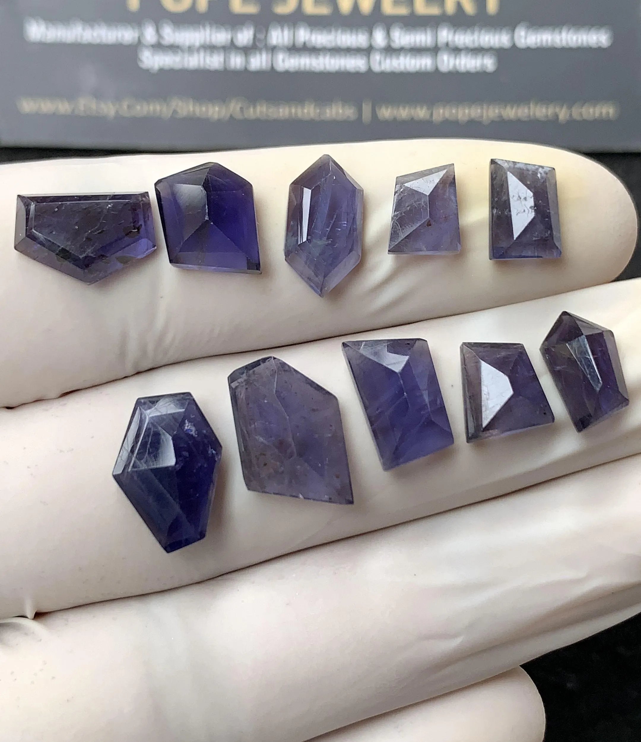 Natural Iolite Gemstone Step Cut Mix Cabochon High Quality Loose Gemstones For Jewelry Making Wholesalegems 8-13 MM Size 10 Pcs SM24564