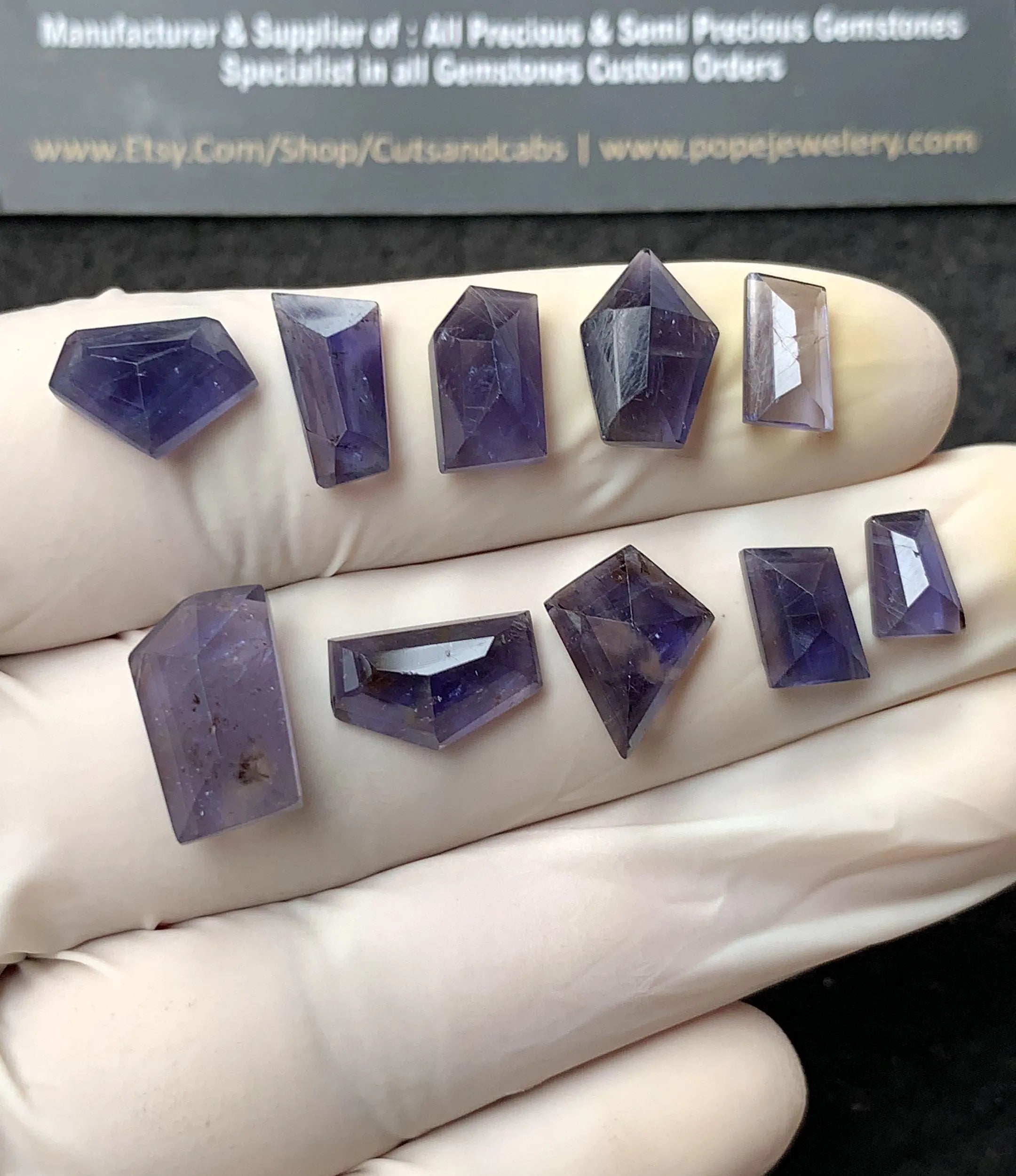 Natural Iolite Gemstone Step Cut Mix Cabochon High Quality Loose Gemstones For Jewelry Making Wholesalegems 8-14 MM Size 10 Pcs SM24566