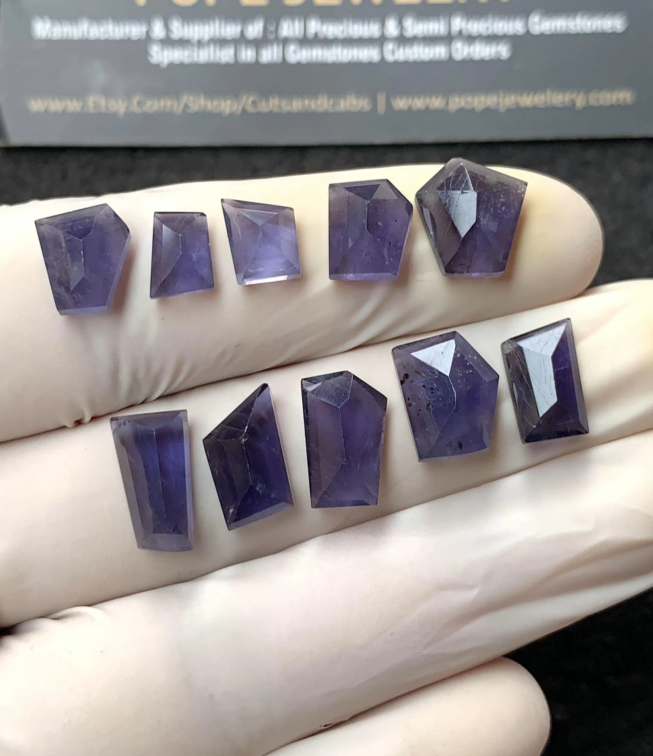 Natural Iolite Gemstone Step Cut Mix Cabochon High Quality Loose Gemstones For Jewelry Making Wholesalegems 8-13 MM Size 10 Pcs SM24567