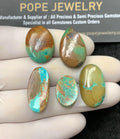 Natural American Turquoise Gemstone Smooth Mix Cabochon Loose Gemstones For Jewelry Making Wholesalegems 16-23 MM Size 5 Pcs SM24579