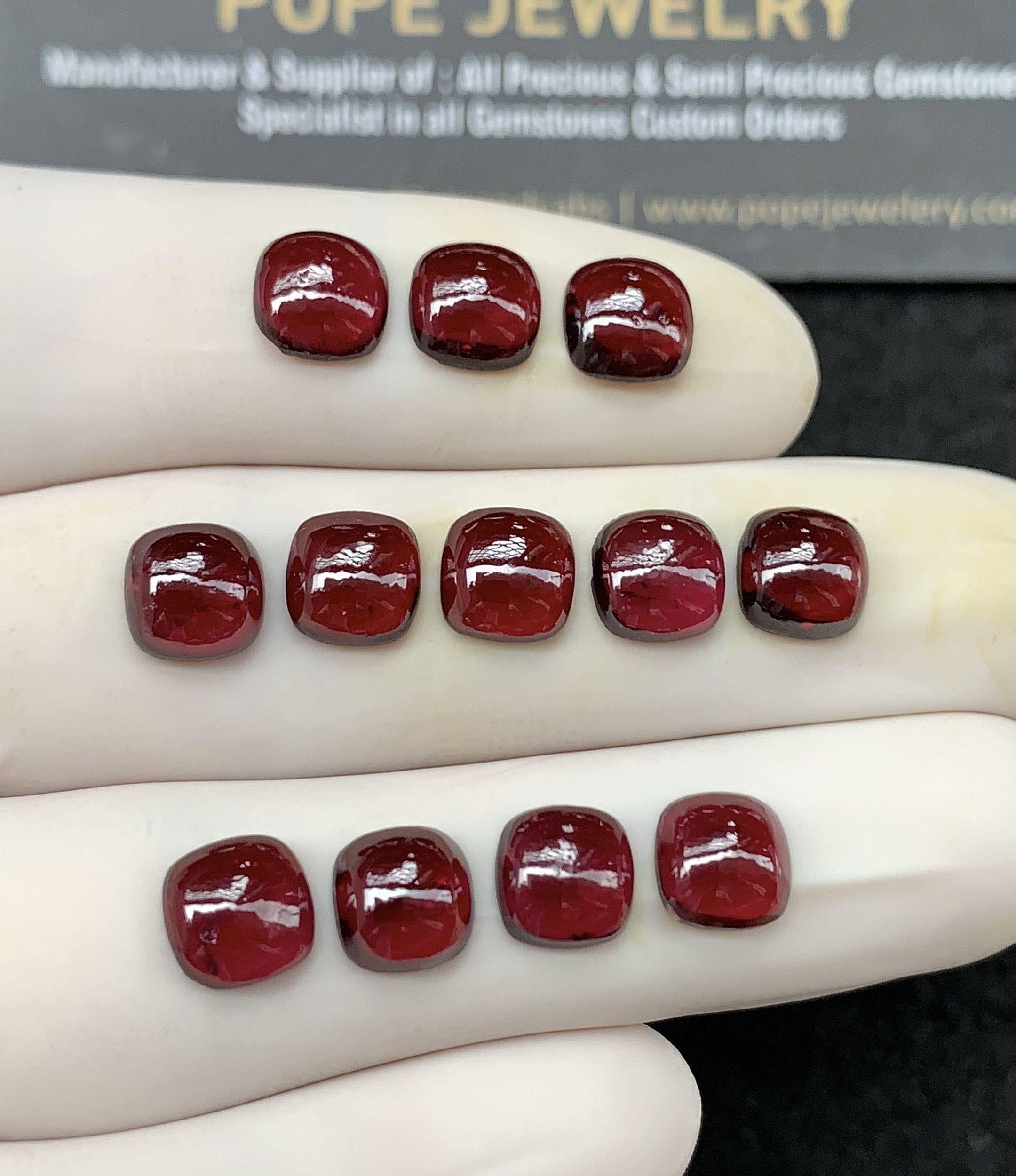 Natural Garnet Gemstone Smooth Cushion Cabochon High Quality Loose Gemstones For Jewelry Making Wholesalegems 7 MM Size 12 Pcs SM24605