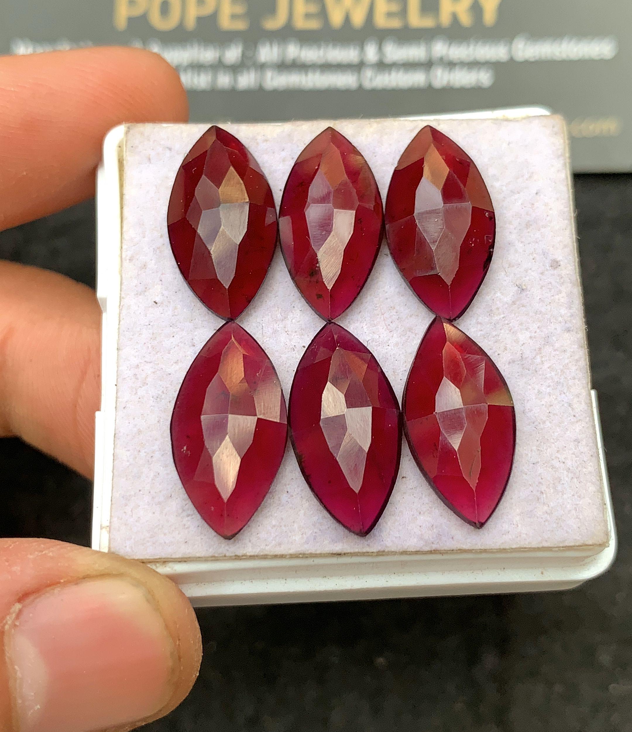 Natural Garnet Gemstone Rose Cut Marquise Cabochon High Quality Loose Gemstones For Jewelry Making Wholesalegems 9x18 MM Size 6 Pcs SM24628