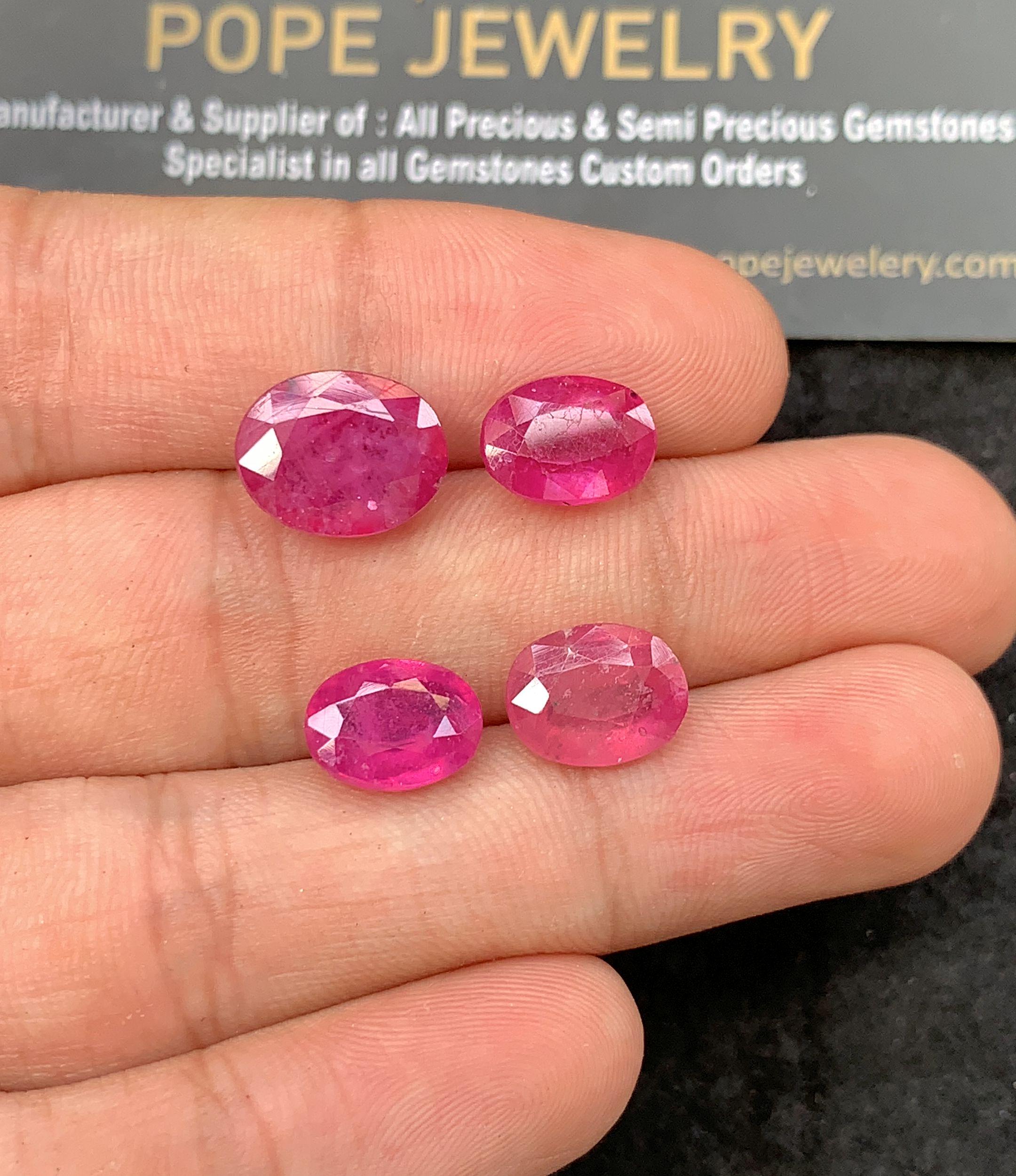 Natural Thailand Pink Sapphire Gemstone Faceted Cut Oval Cuts Loose Gemstones For Jewelry Making Wholesalegems 10-12 MM Size 4 Pcs SM24639