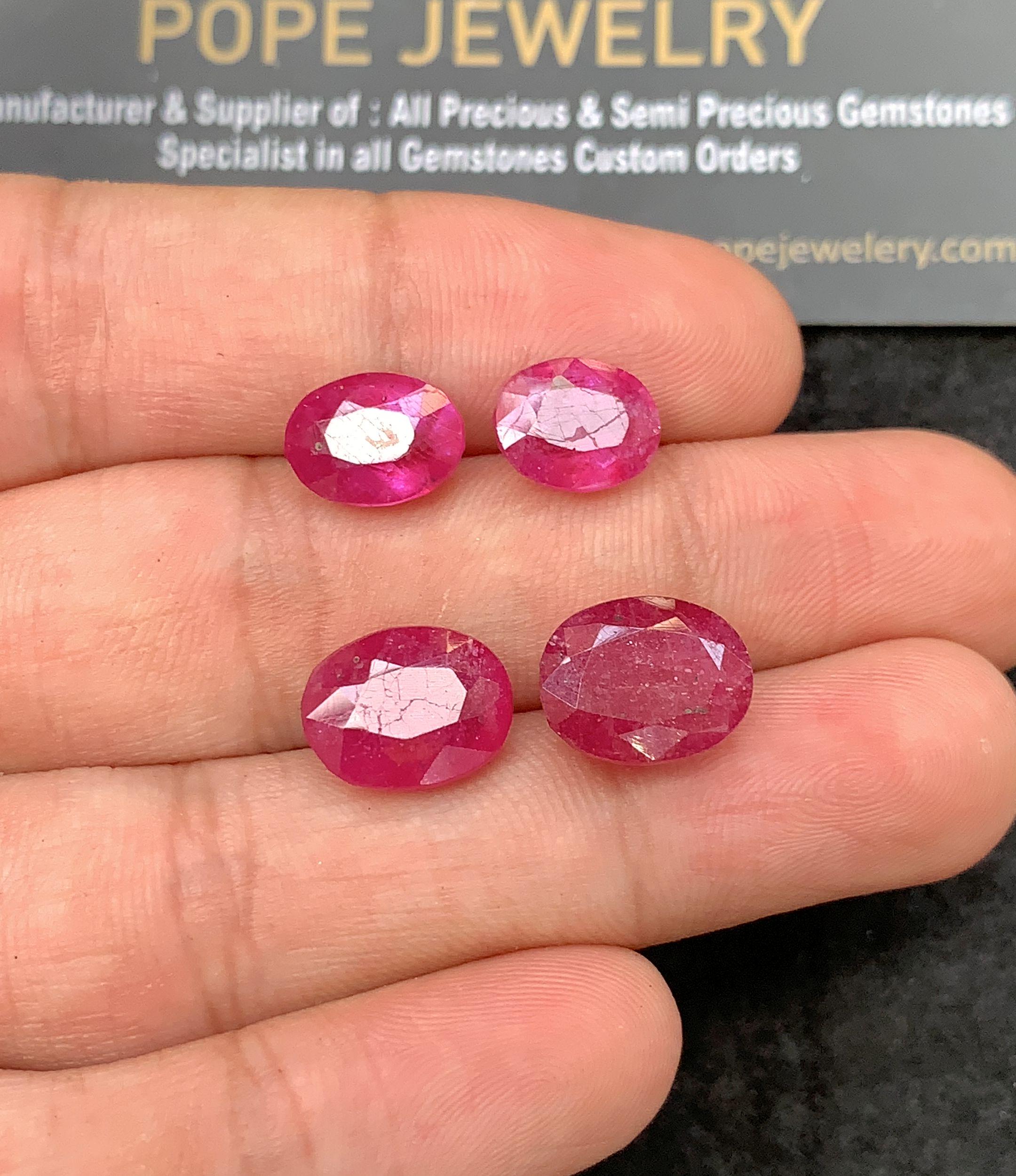 Natural Thailand Pink Sapphire Gemstone Faceted Cut Oval Cuts Loose Gemstones For Jewelry Making Wholesalegems 10-12 MM Size 4 Pcs SM24640