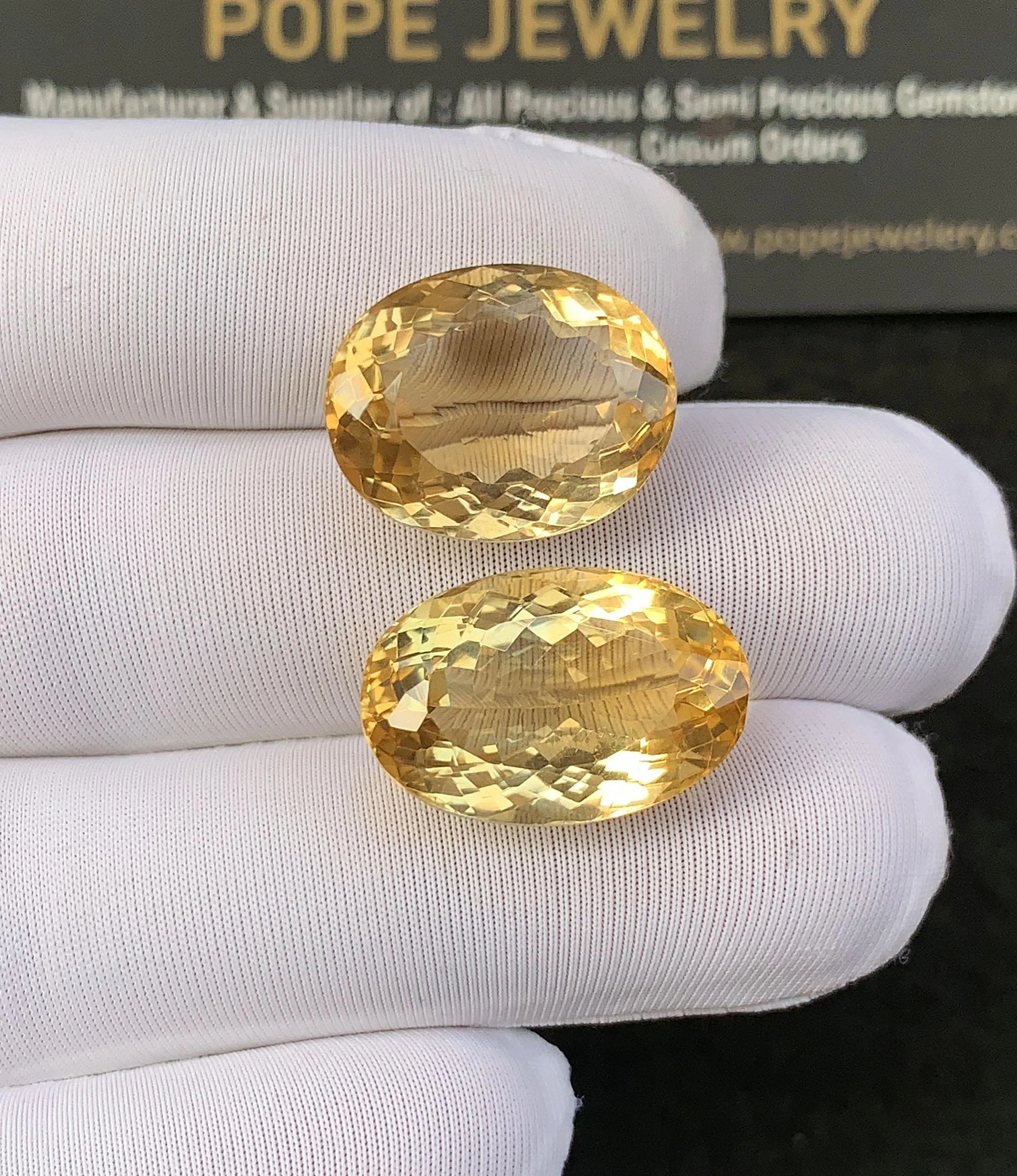 Natural Citrine Gemstone Faceted Cut Oval Shape High Quality Loose Gemstone For Jewelry Making Wholesalegems 18-19 MM Size 2 Pcs SM24923