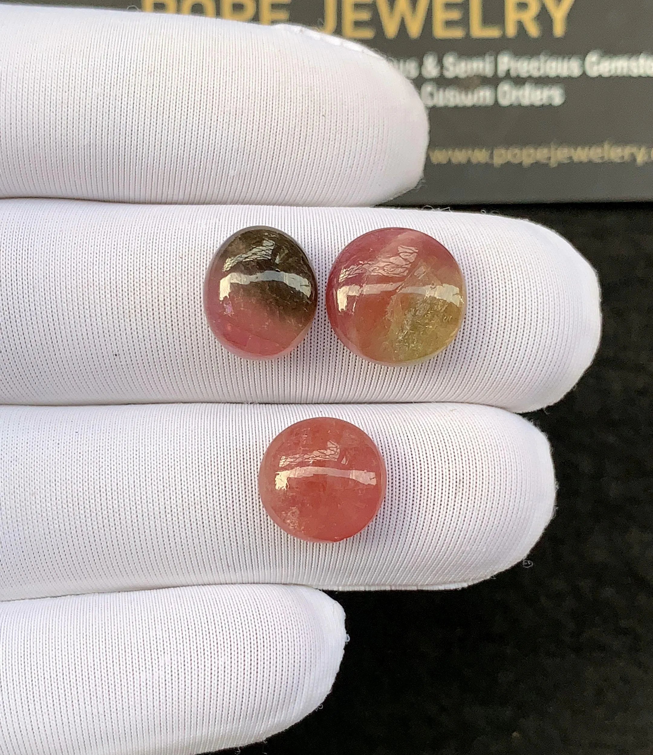 Natural Watermelon Tourmaline Gemstone Smooth Mix Cabochon Loose Gemstone For Jewelry Making Wholesalegems 10-12 MM Size 3 Pcs SM24937