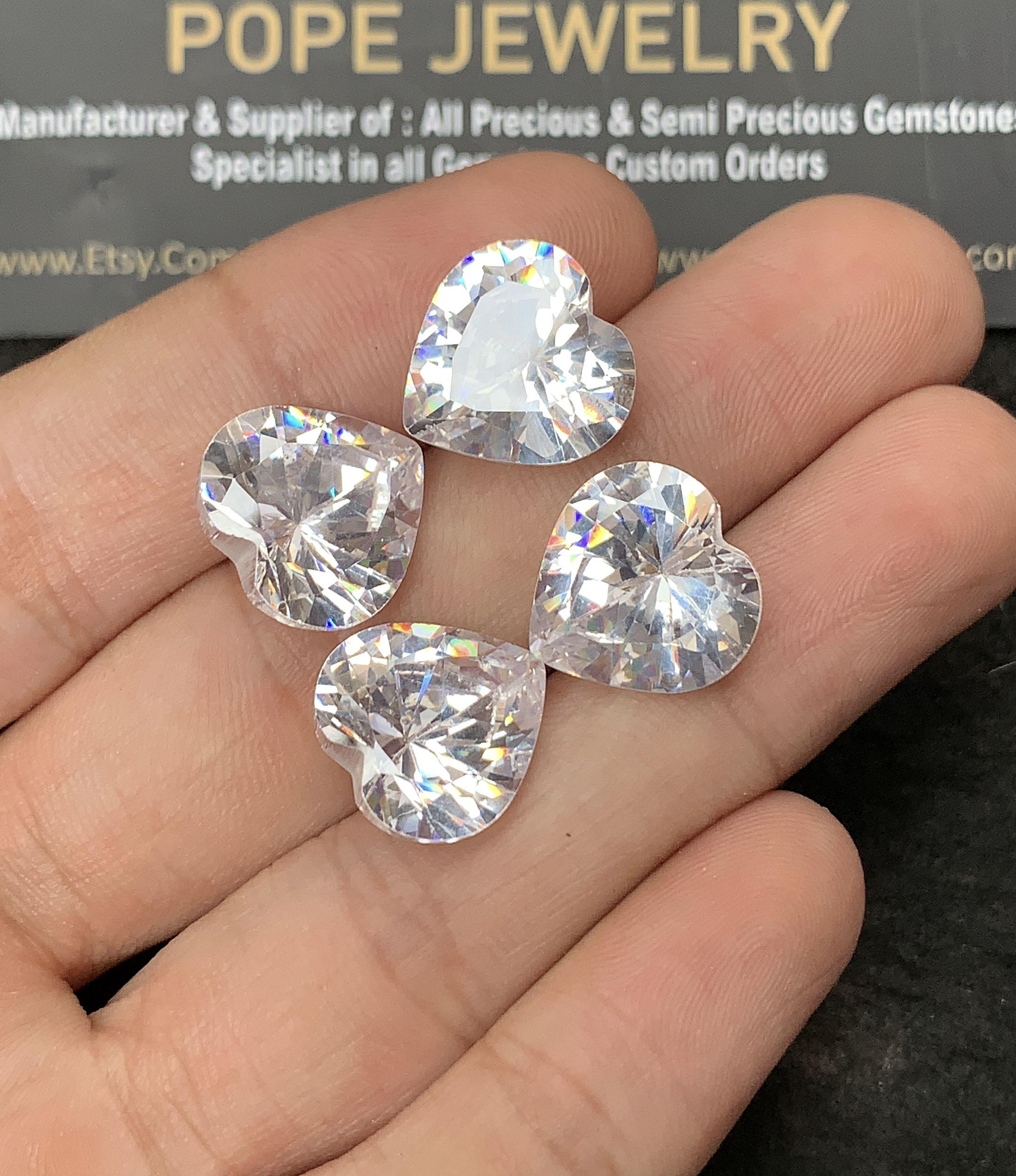 Zircon Gemstone Faceted Cut Heart Shape High Quality Loose Gemstone For Jewelry Making Wholesalegems 14 MM Size 4 Pcs SM24942