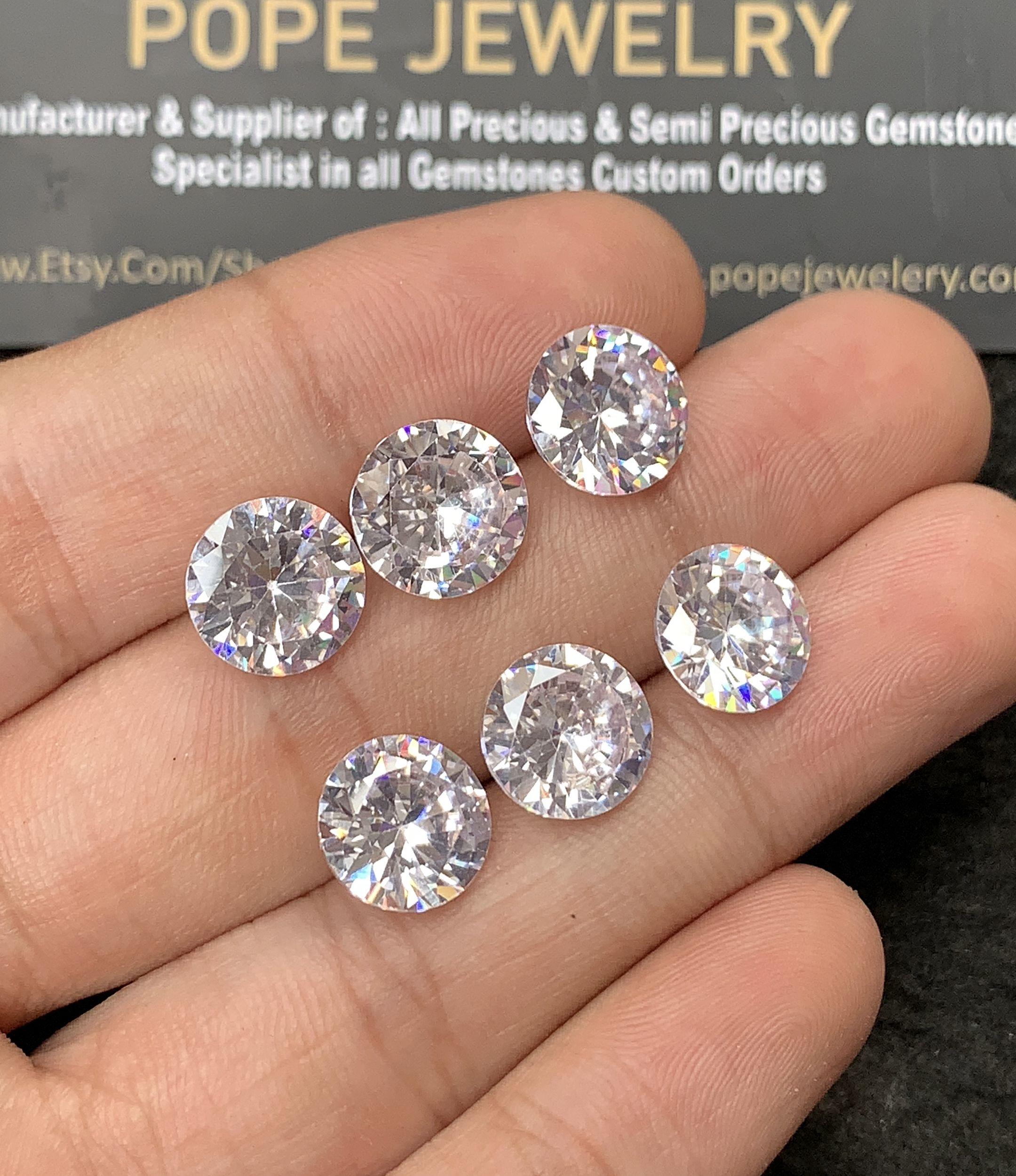 Zircon Gemstone Faceted Cut Round Shape High Quality Loose Gemstone For Jewelry Making Wholesalegems 10 MM Size 6 Pcs SM24952